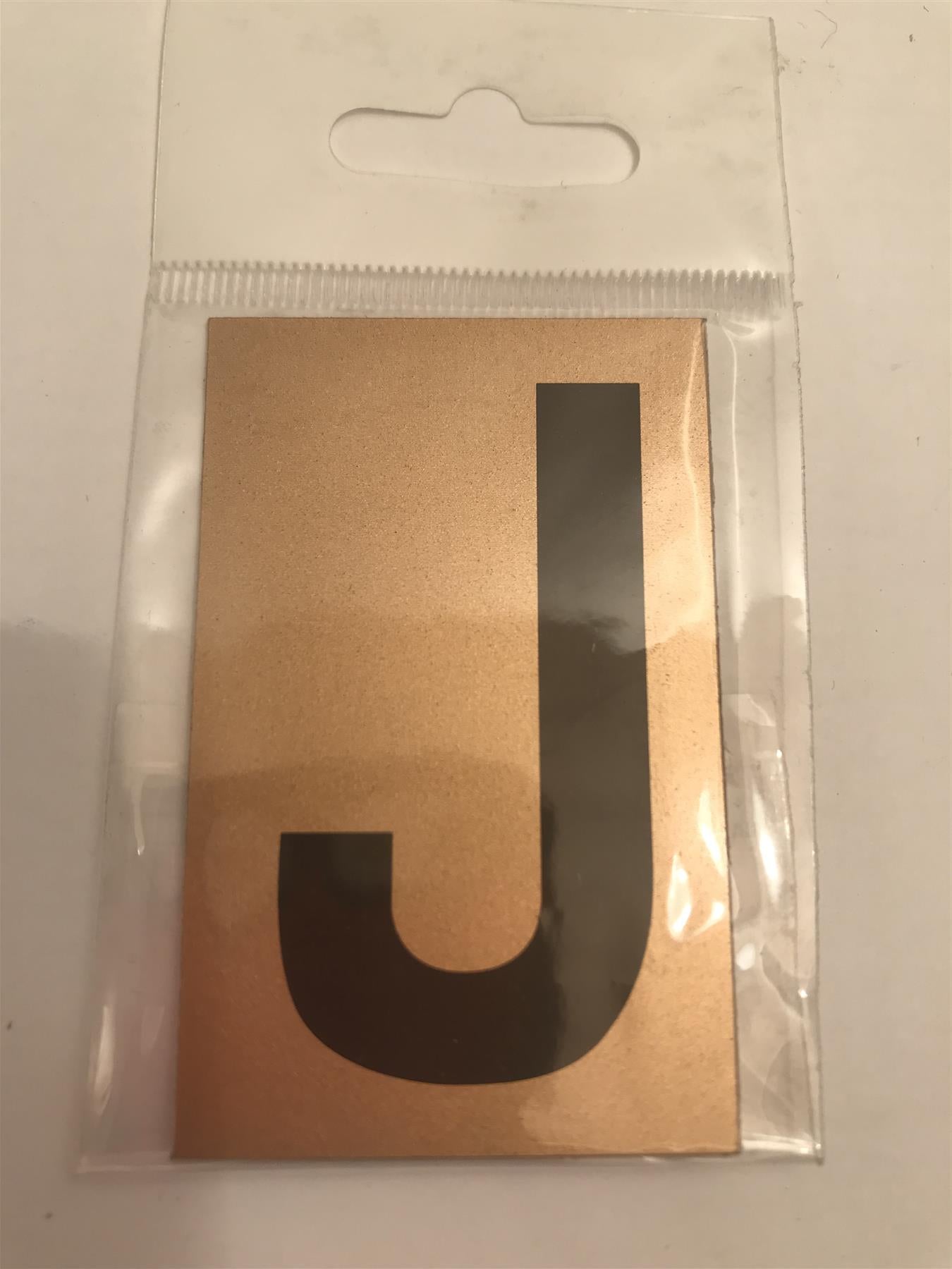 Gold/Black Letter J Self Adhesive 1" x 2"