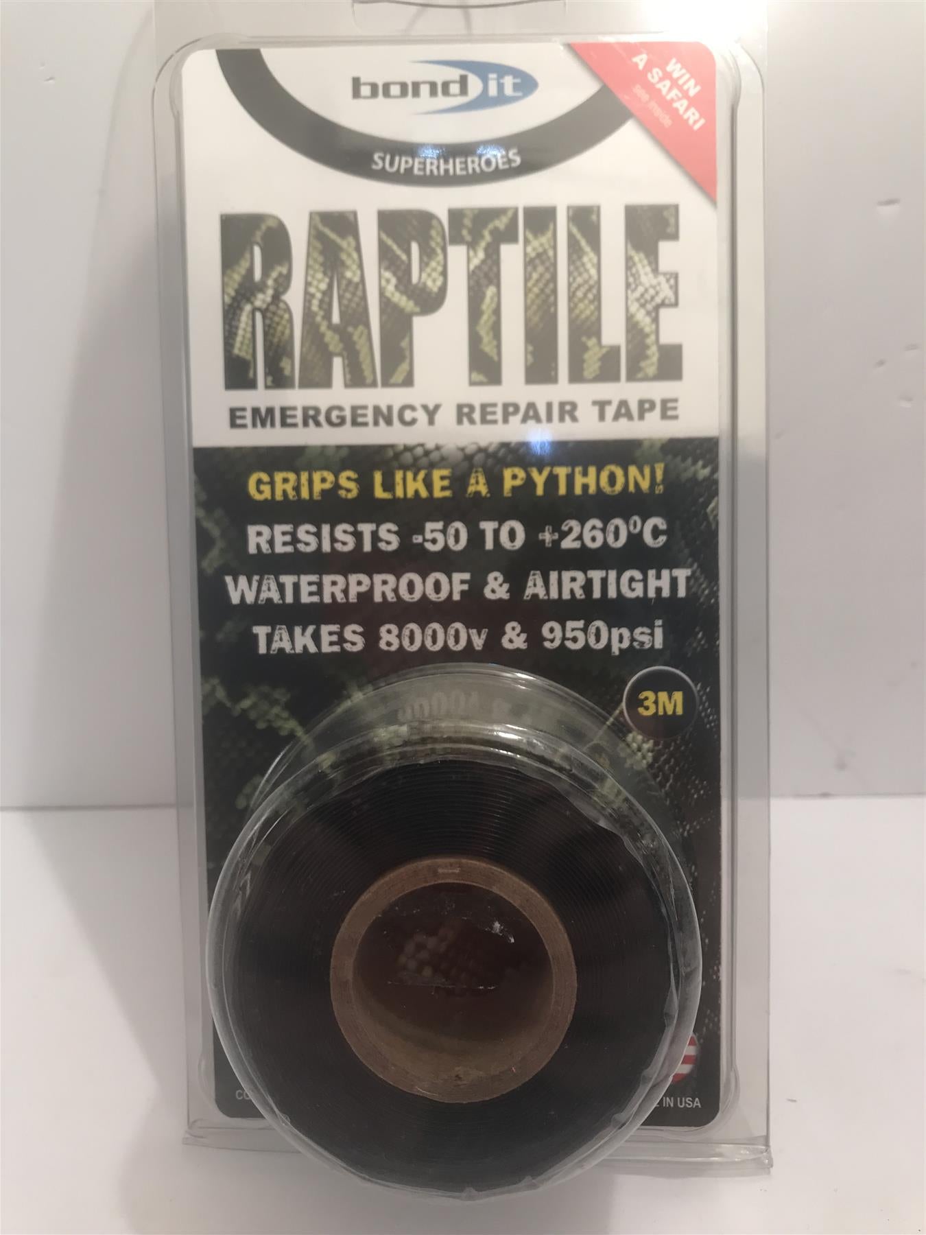 Raptile Emergency Repair Tape 3m - Black - Waterproof and Airtight