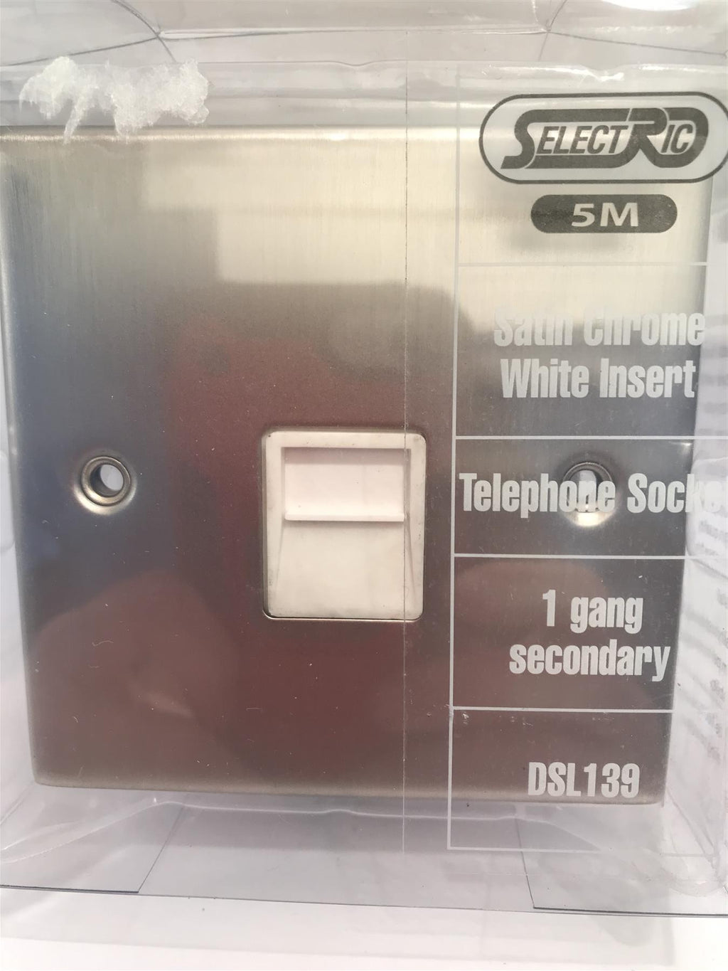 Satin Chrome White Insert Telephone Socket 1 Gang Secondary DSL139