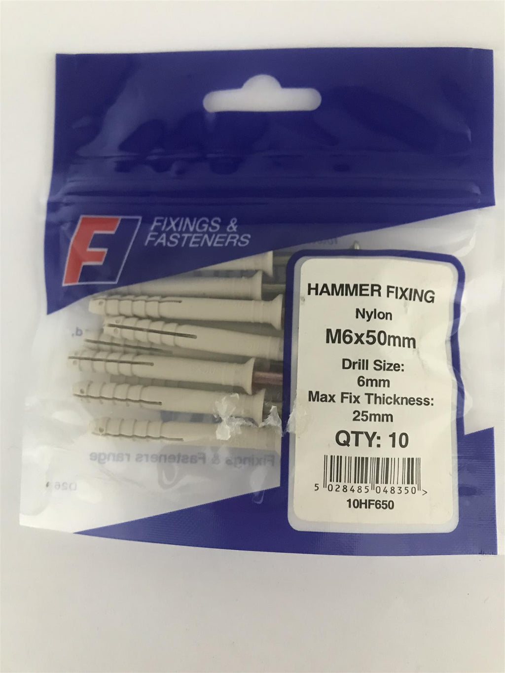 Forgefix Hammer Fixing M6 x 50mm (Pk10) 10HF650