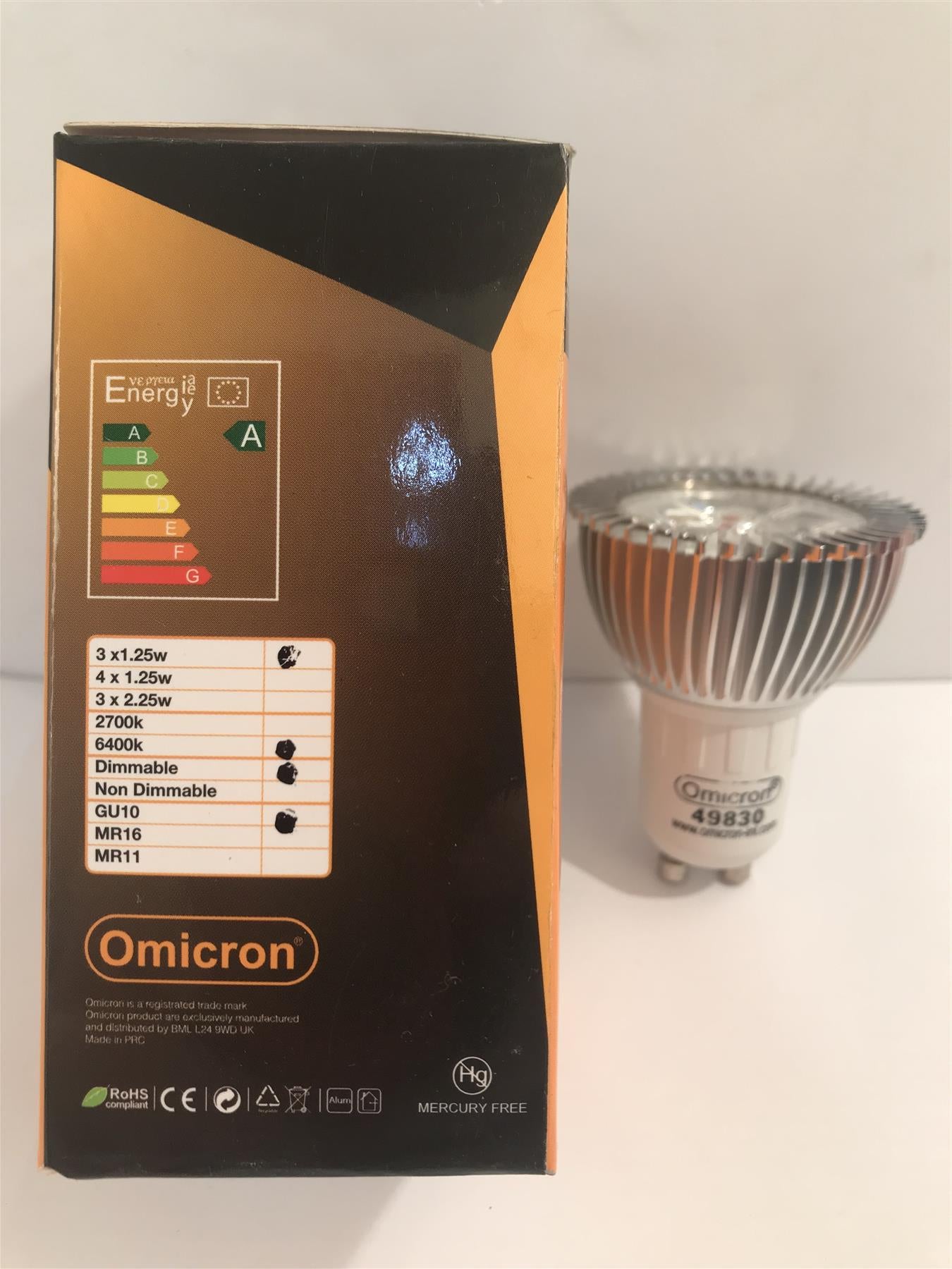Omicron GU10 3W 6400k Dimmable Bulb 49830