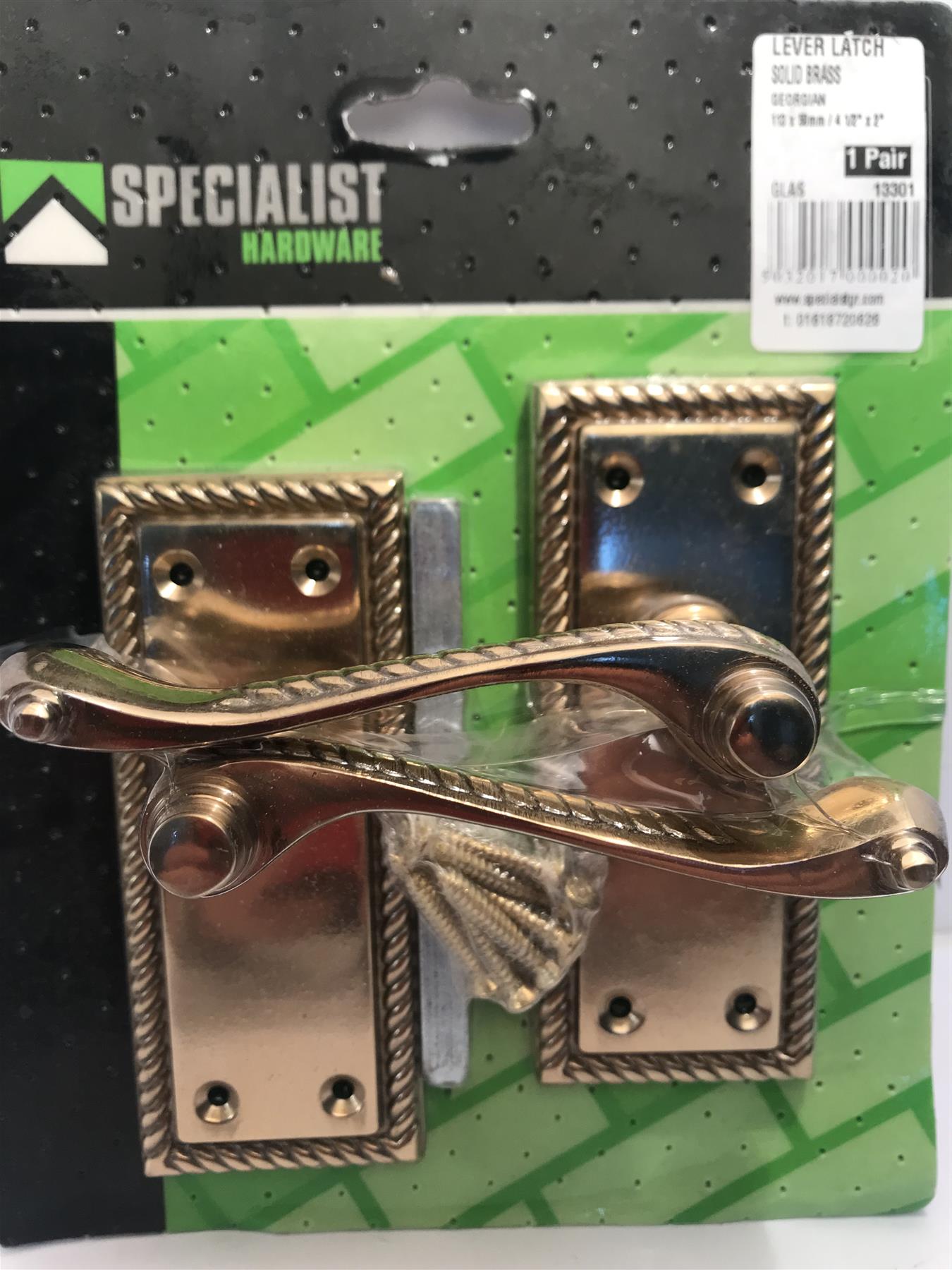 Georgian Brass Lever Latch Door Handles  107mm x 44mm  13301