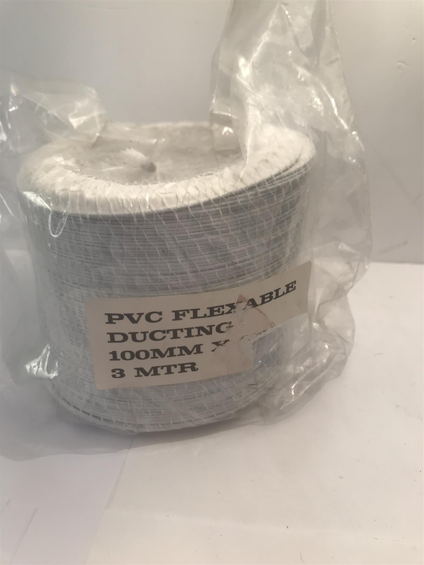 PVC Flexi-Ducting 3m x 100mm - Dryer Extractor Bathroom Shower Cooker Fan