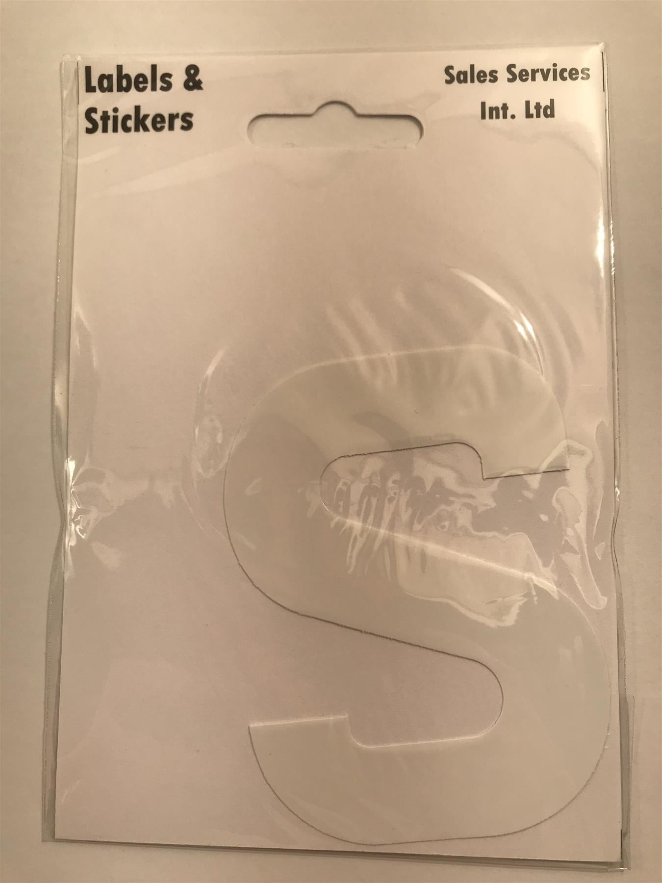 White Letter S Self  Adhesive Waterproof Sticker 8 x 6cm