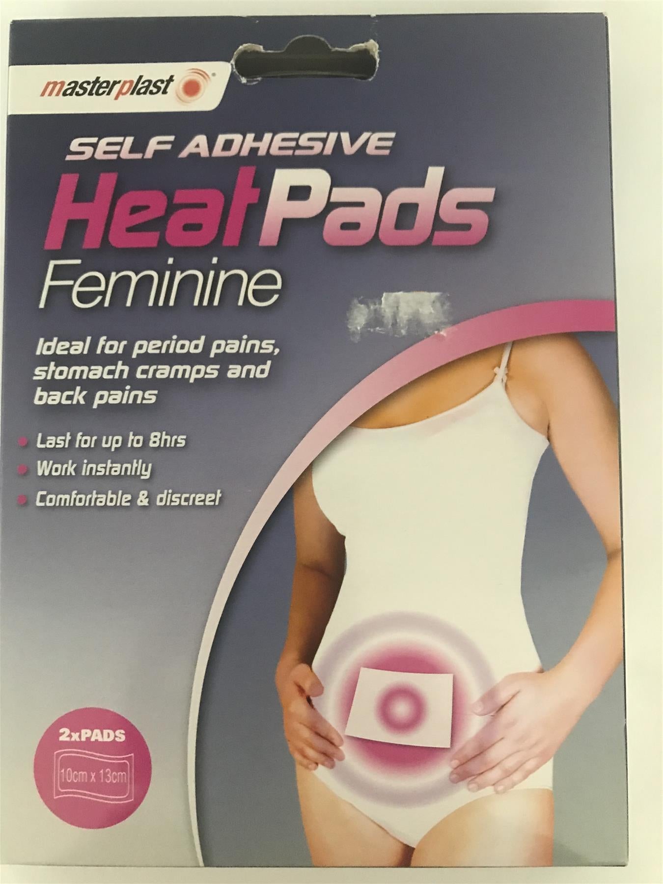 Masterplast Self Adhesive Heat Pads For Pains/Cramps Lasts Upto 8hrs (2 Pack)