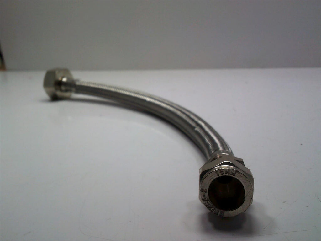 New Flexi Pipe Connector 15mm x 1/2" BSP 300mm Hose WRAS Approved