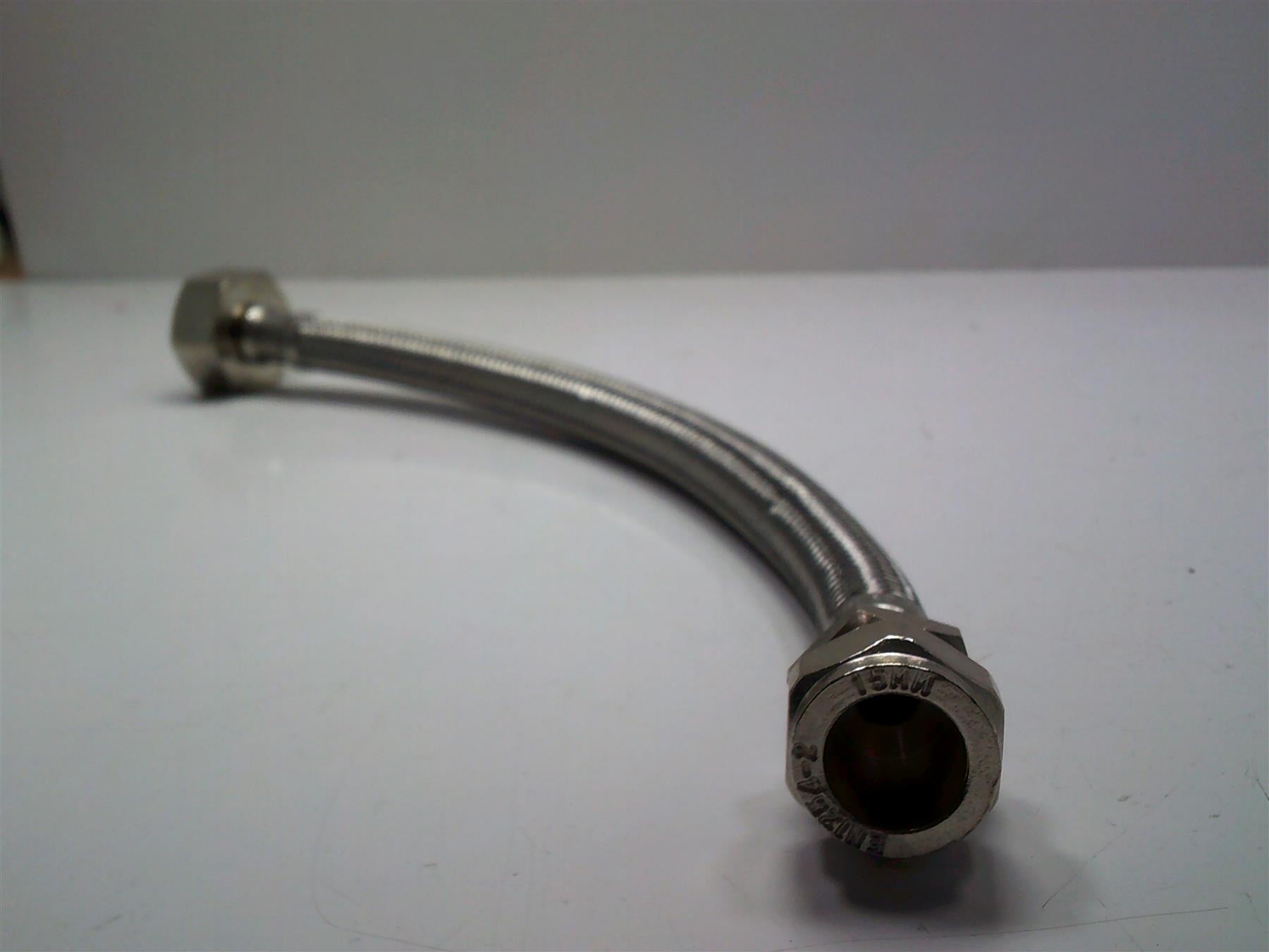 New Flexi Pipe Connector 15mm x 1/2" BSP 300mm Hose WRAS Approved