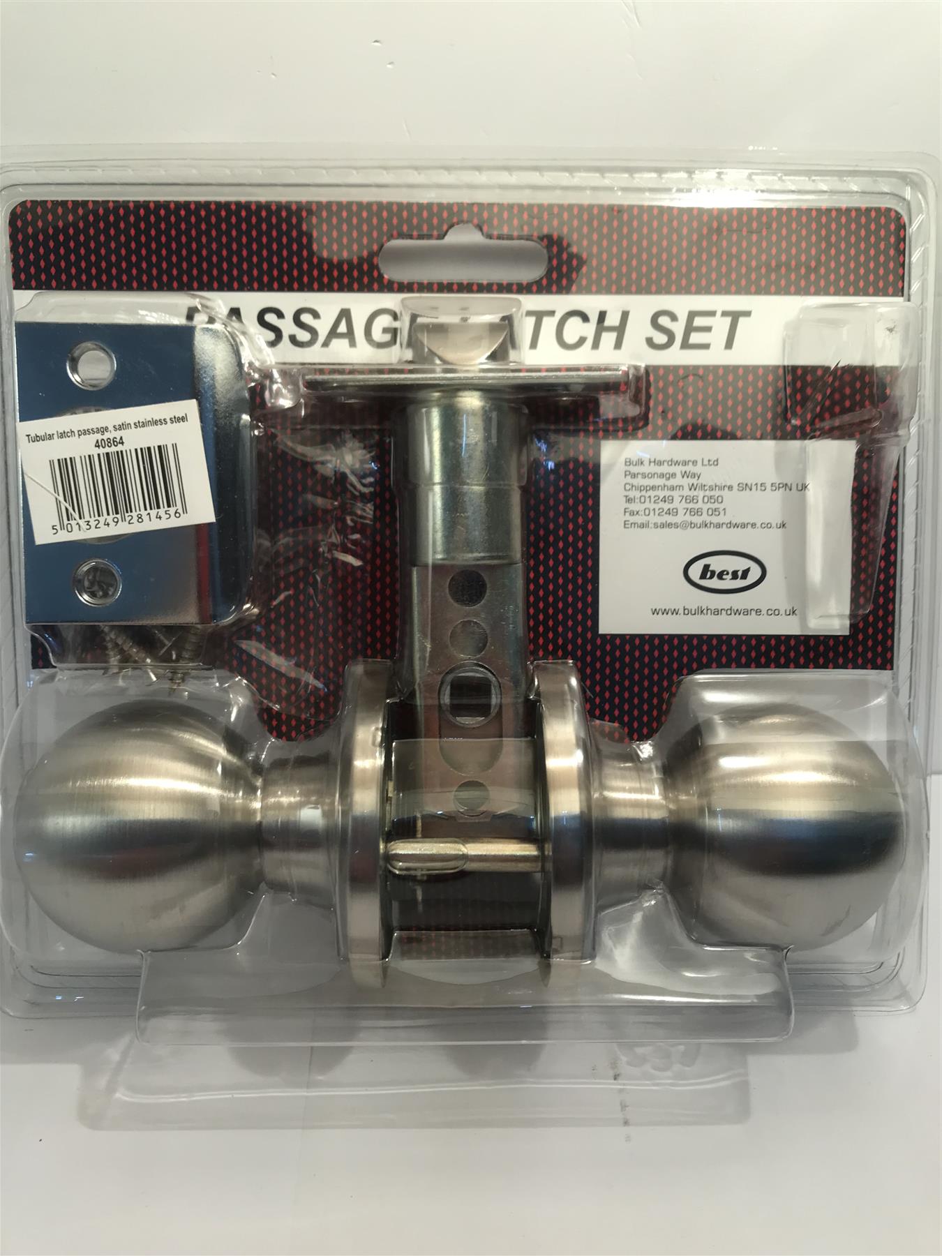 Passage Latch Door Knob Set Satin Stainless Steel 40864