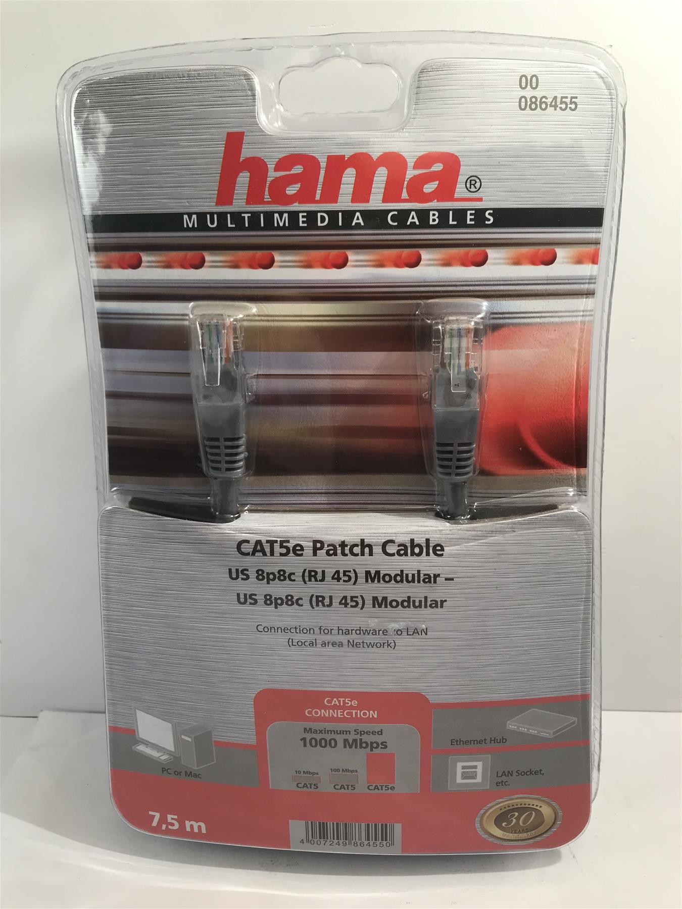 Hama Multimedia CAT5e Patch Cable RJ45  7.5m Grey