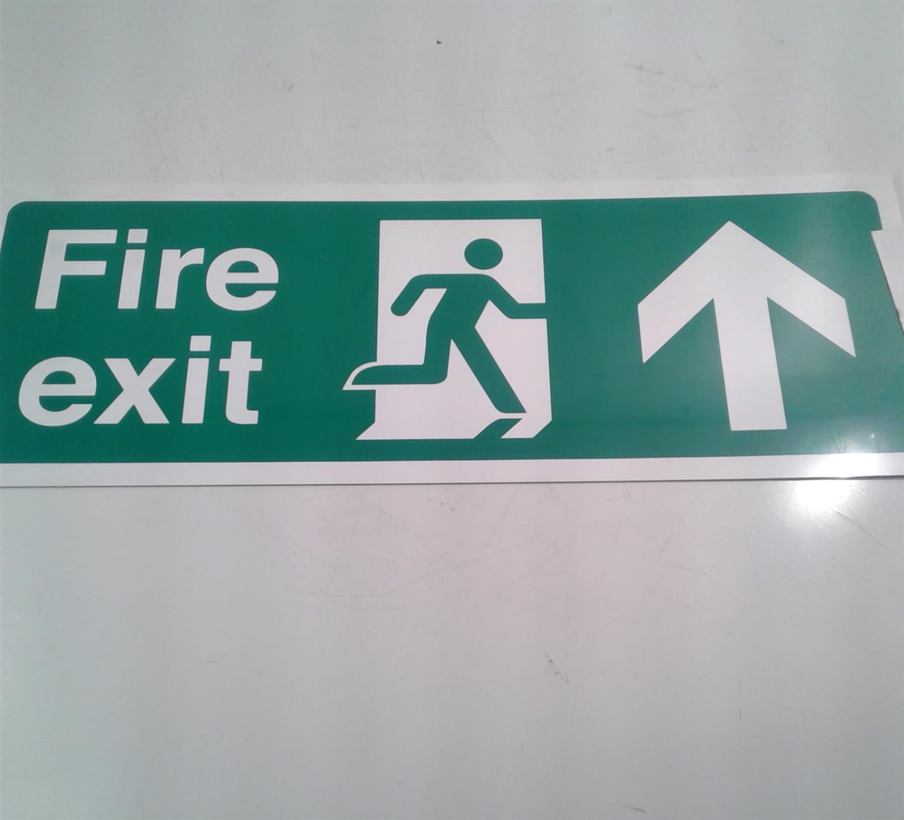 Fire Exit Arrow Sign 400 x 150mm Rigid Up Signage Safety Signs