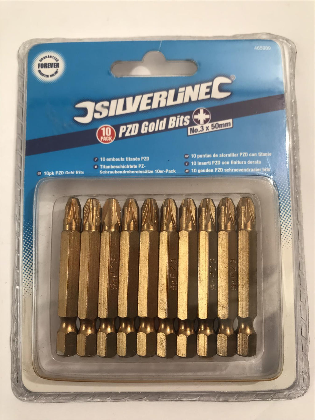 Silverline 465989 PZD Gold Screwdriver Bits No.3 x 50mm (10 Pack)