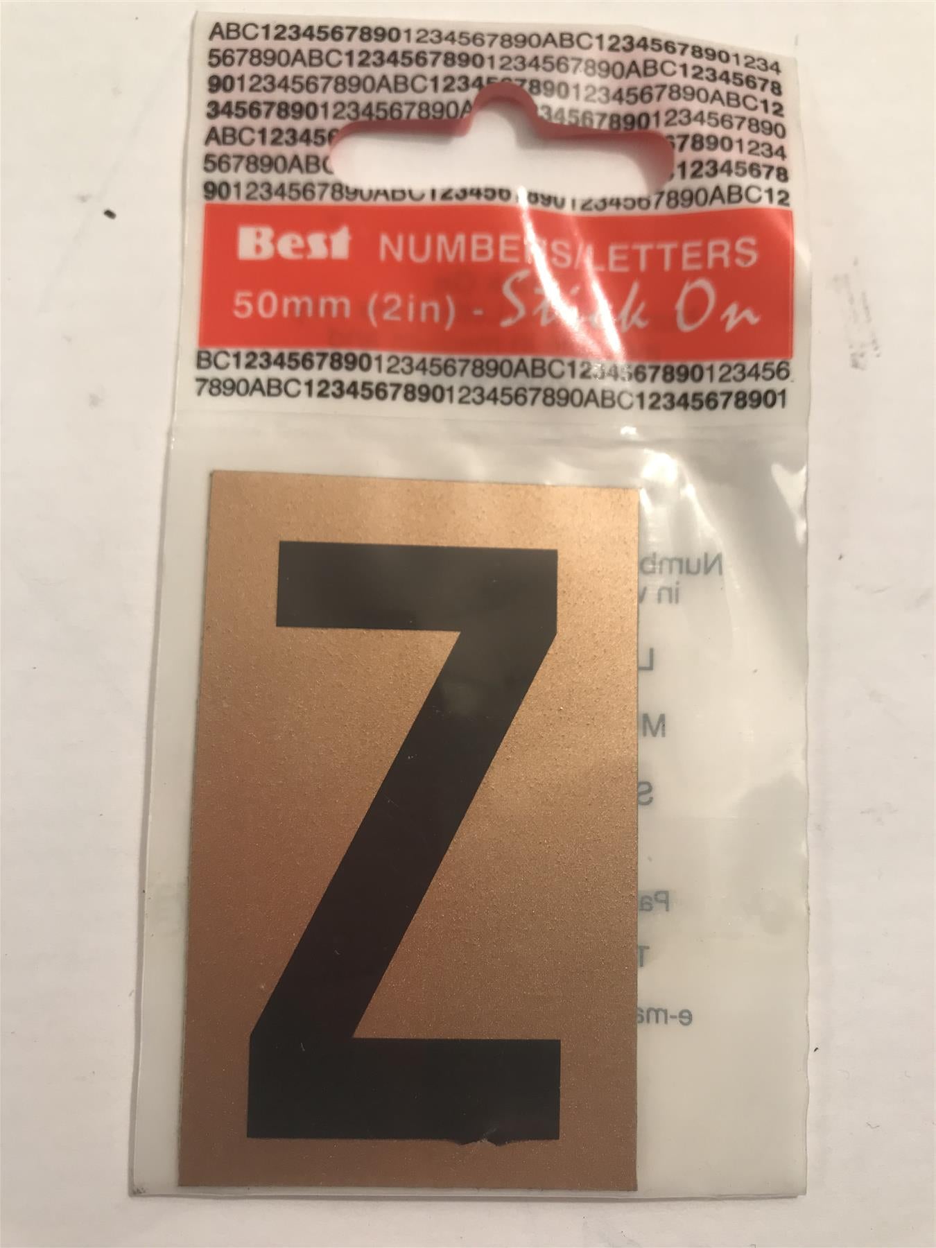 Best Gold/Black Letter Z Self Adhesive 1" x 2"