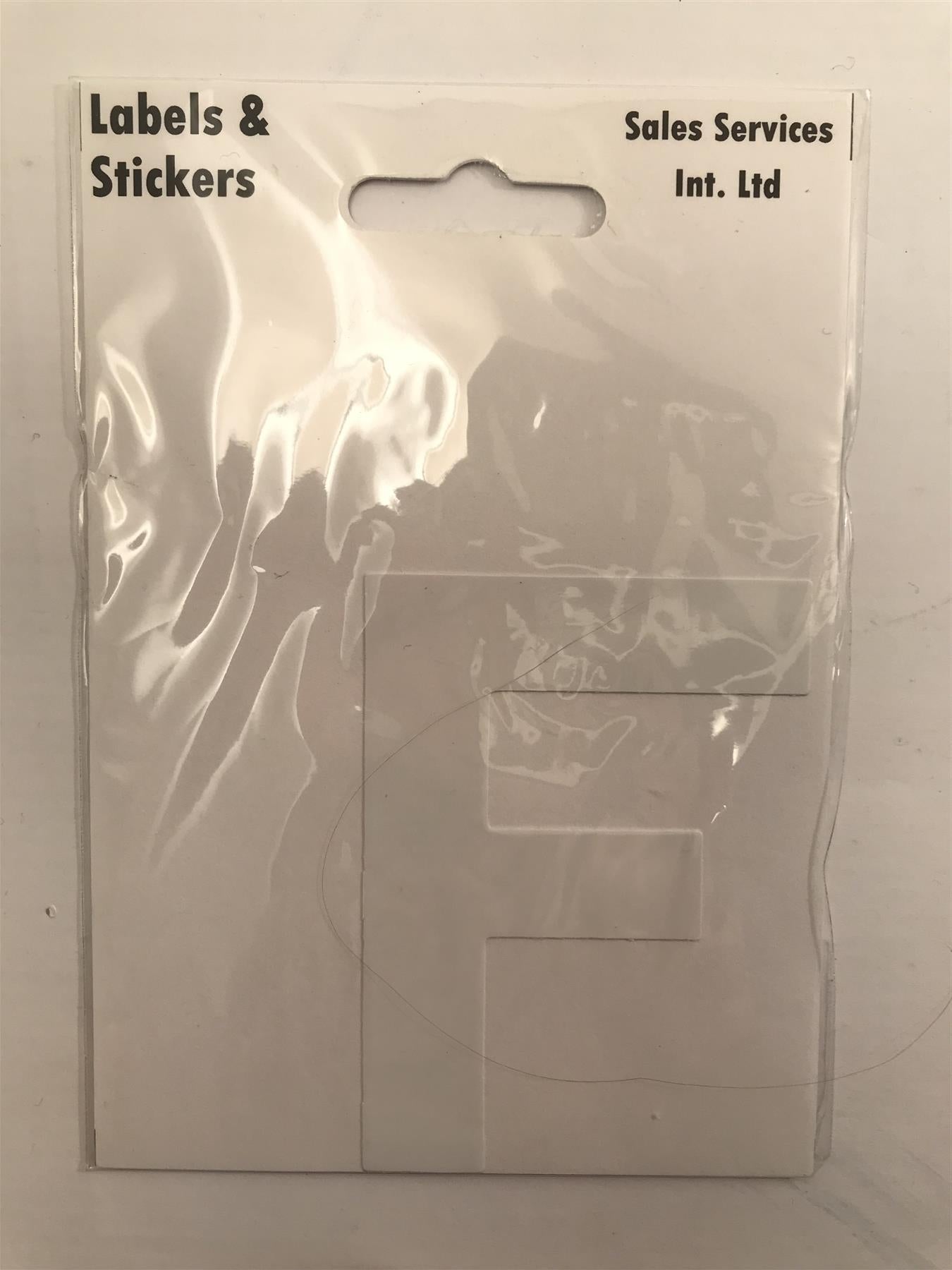 White Letter F Self  Adhesive Waterproof Sticker 8 x 6cm