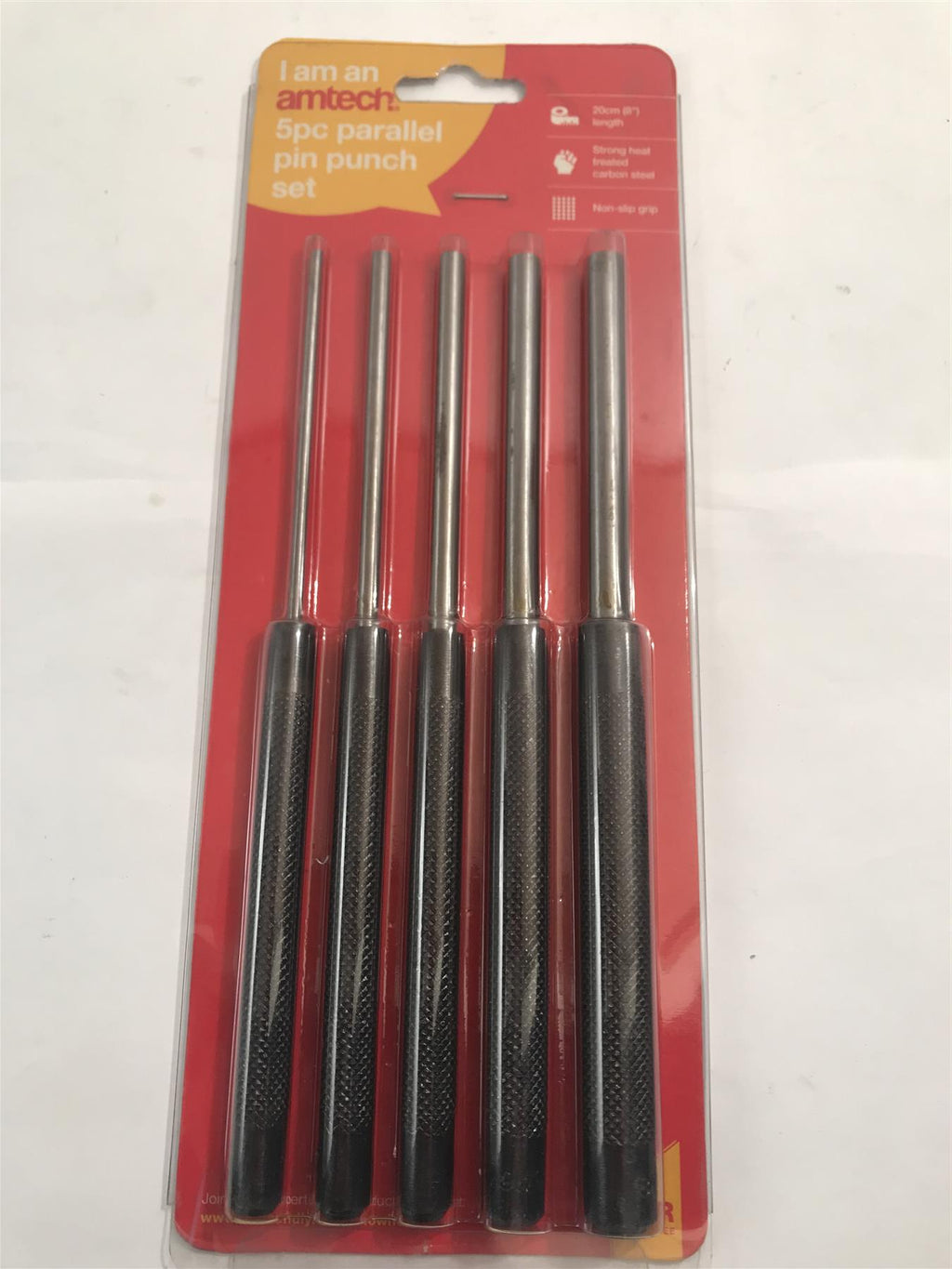 Amtech 5pc Parallel Pin Punch Set  1/8, 3/16, 1/4, 5/16, 3/8"  H1500