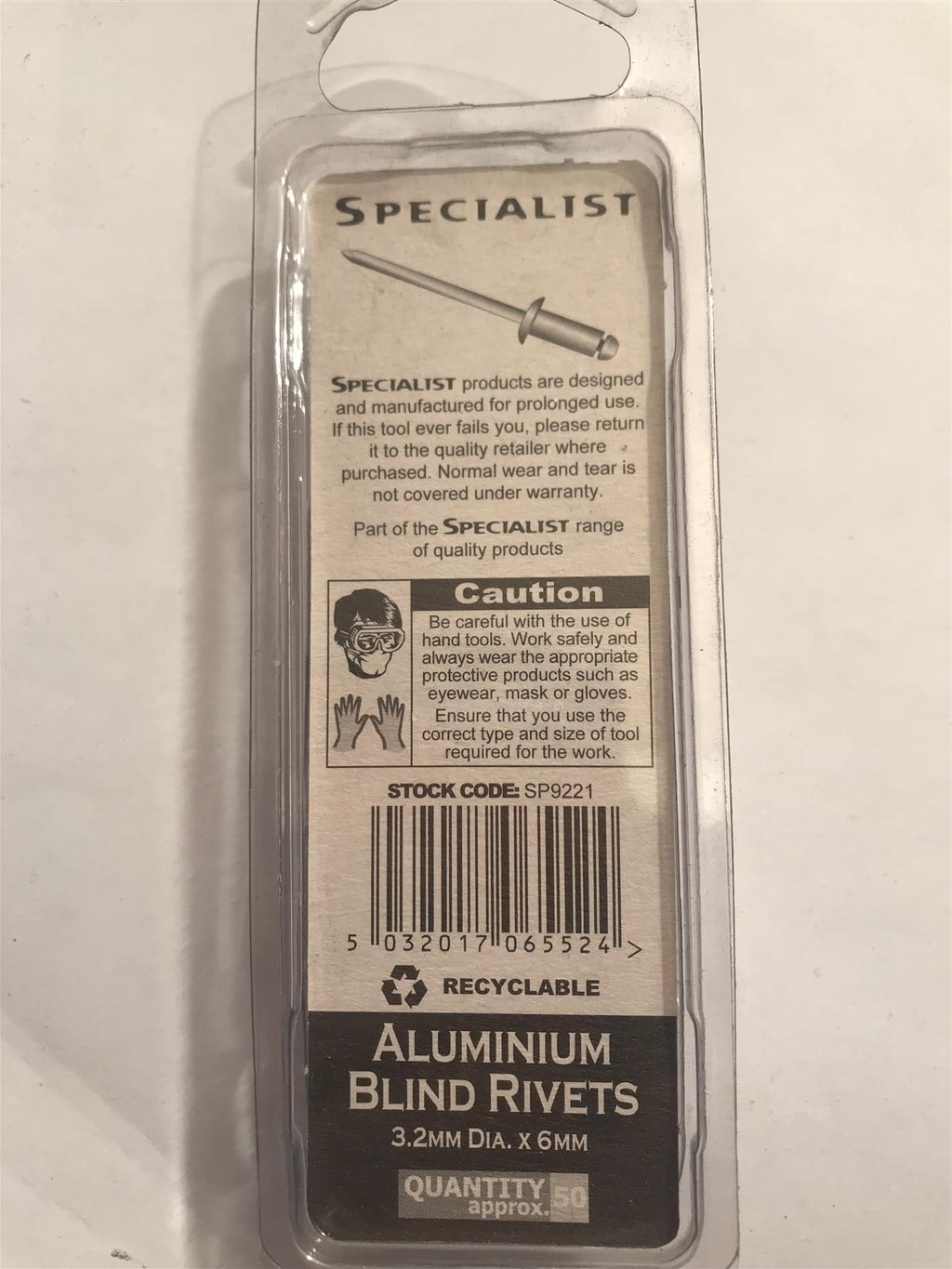 Specialist Aluminium Blind Rivets 3.2 x 6.0mm (Pk 50) SP9221