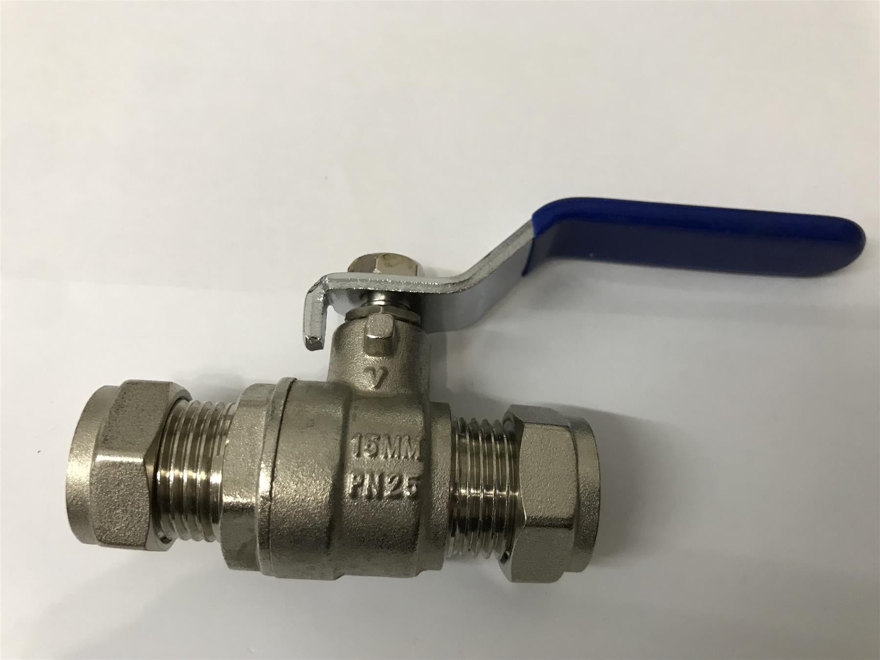 PLUMB RIGHT 15MM Compression Lever Ball Valve Blue Handle