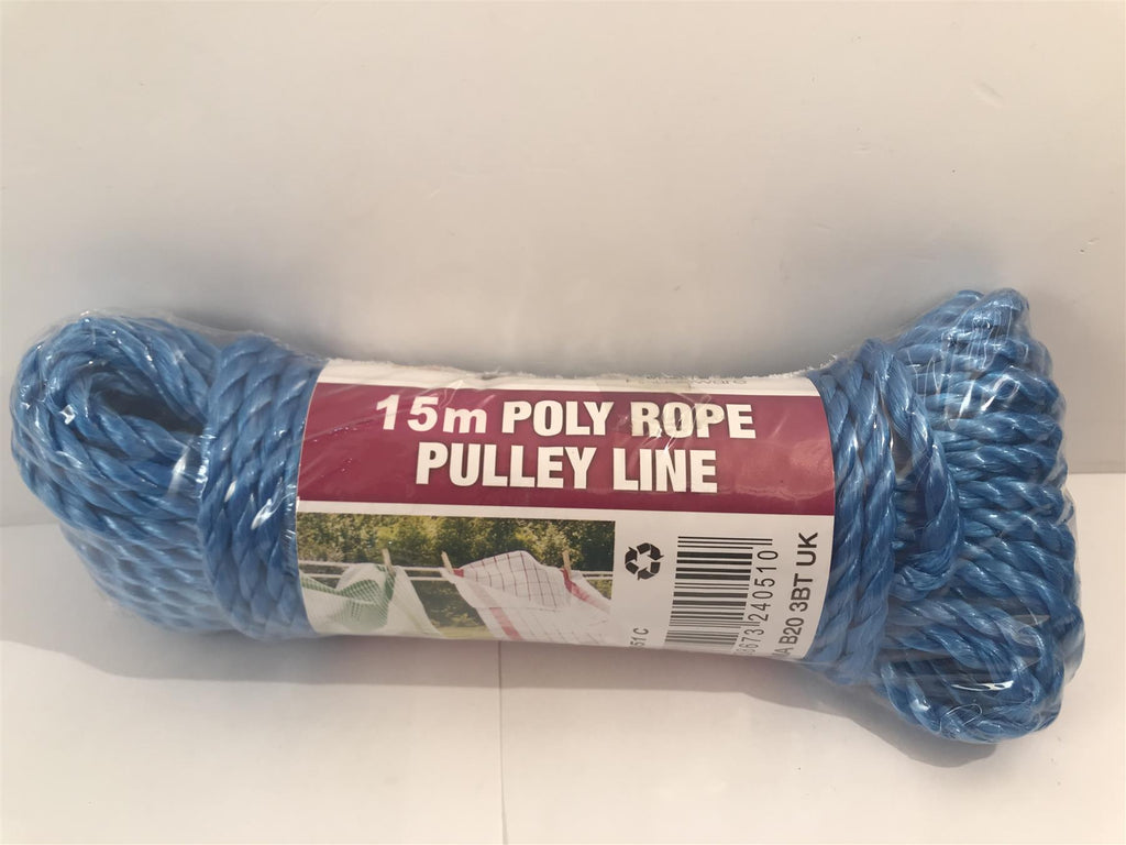 Prima Blue 15m Poly Rope Pulley Line, Strong, Rotproof, Waterproof