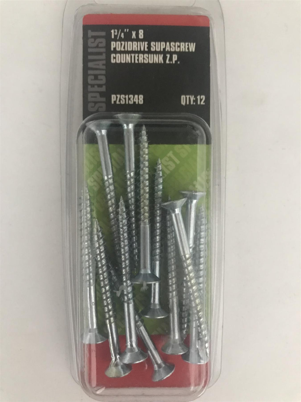 Specialist 1 3/4" x 8g Pozi Countersunk Wood Screws  PZS1348 Pack 12