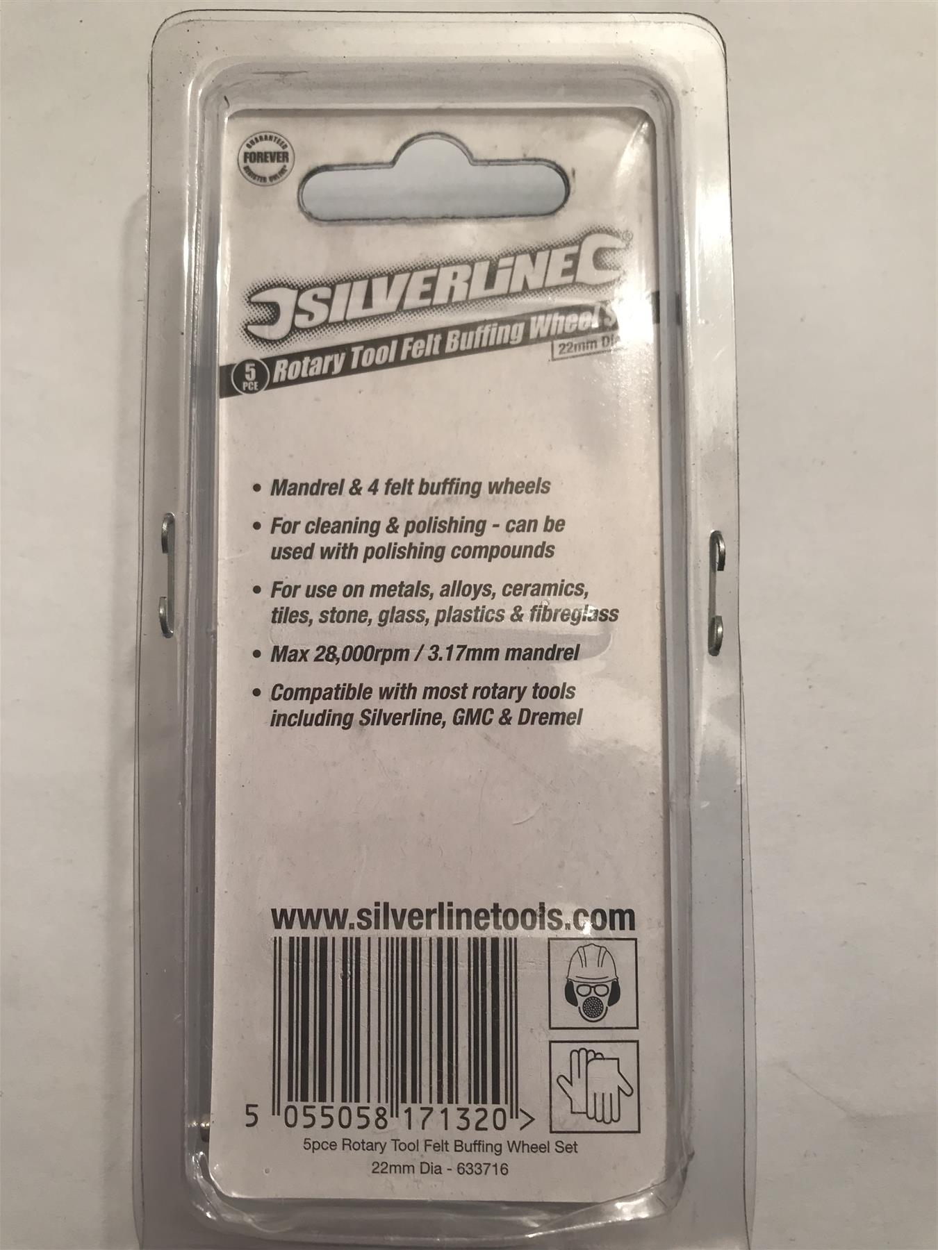 Silverline 5pc Rotary Tool Felt Buffing Wheel Set 22mm Dia 633716