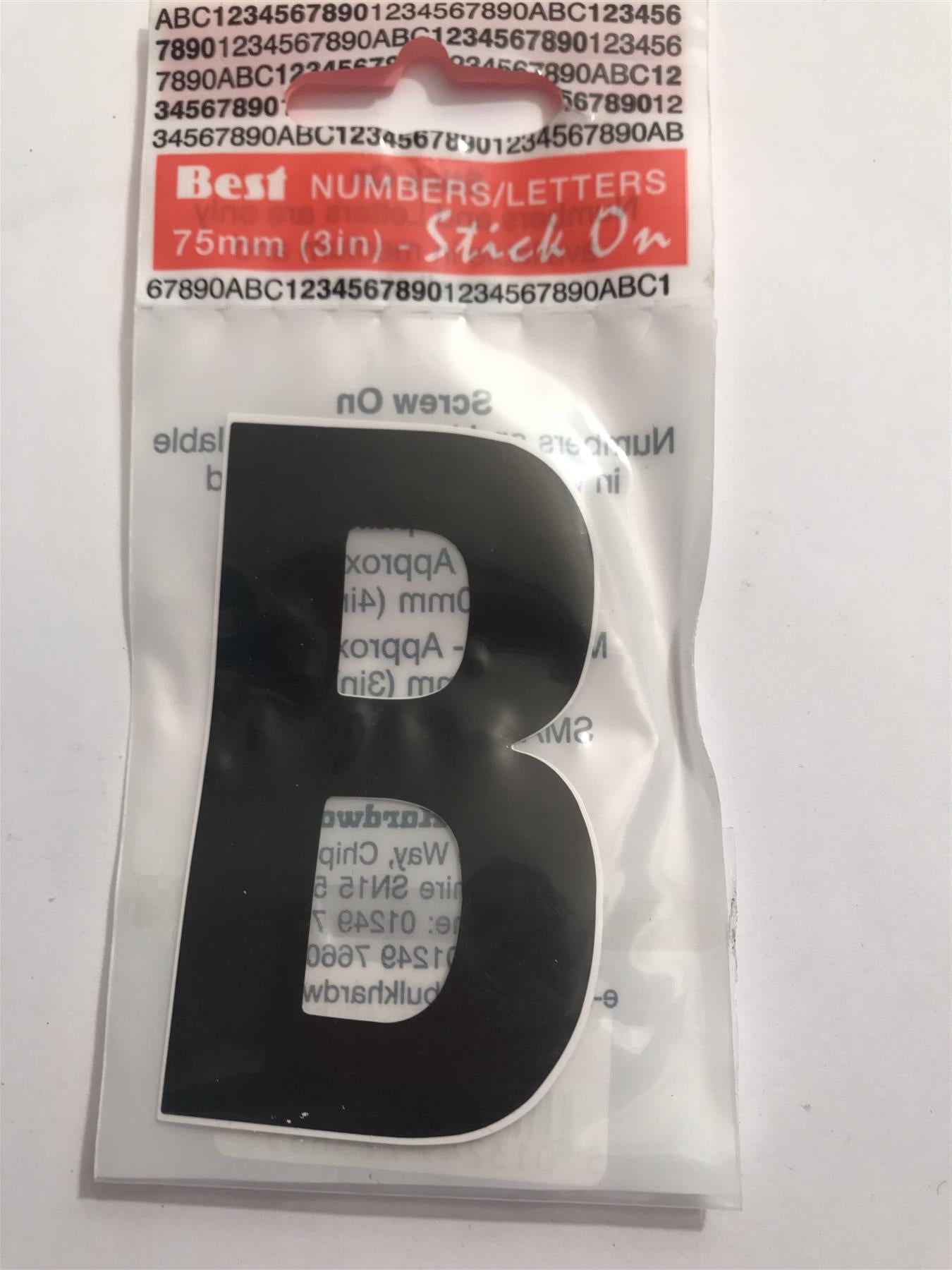 Best Black Letter B Self Adhesive 1½" x 3" 42225