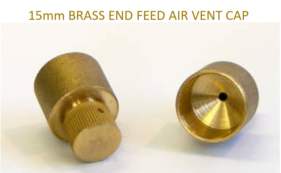 NEW 15mm END FEED AIR VENT CAP MANUAL BRASS CENTRAL HEATING