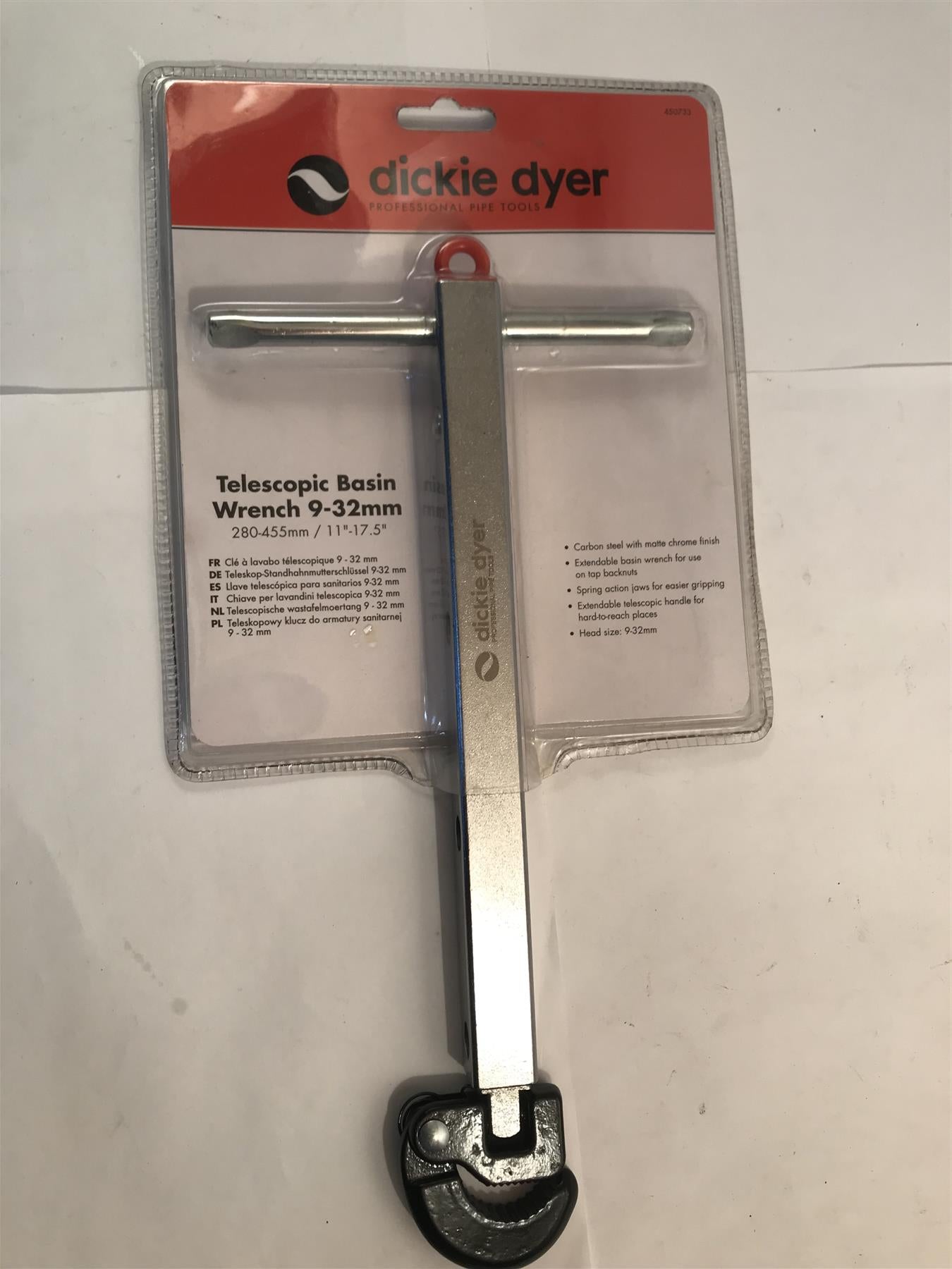 Dickie Dyer Telescopic Basin Wrench 9-32mm  280-455mm / 11"-17.5"  450733