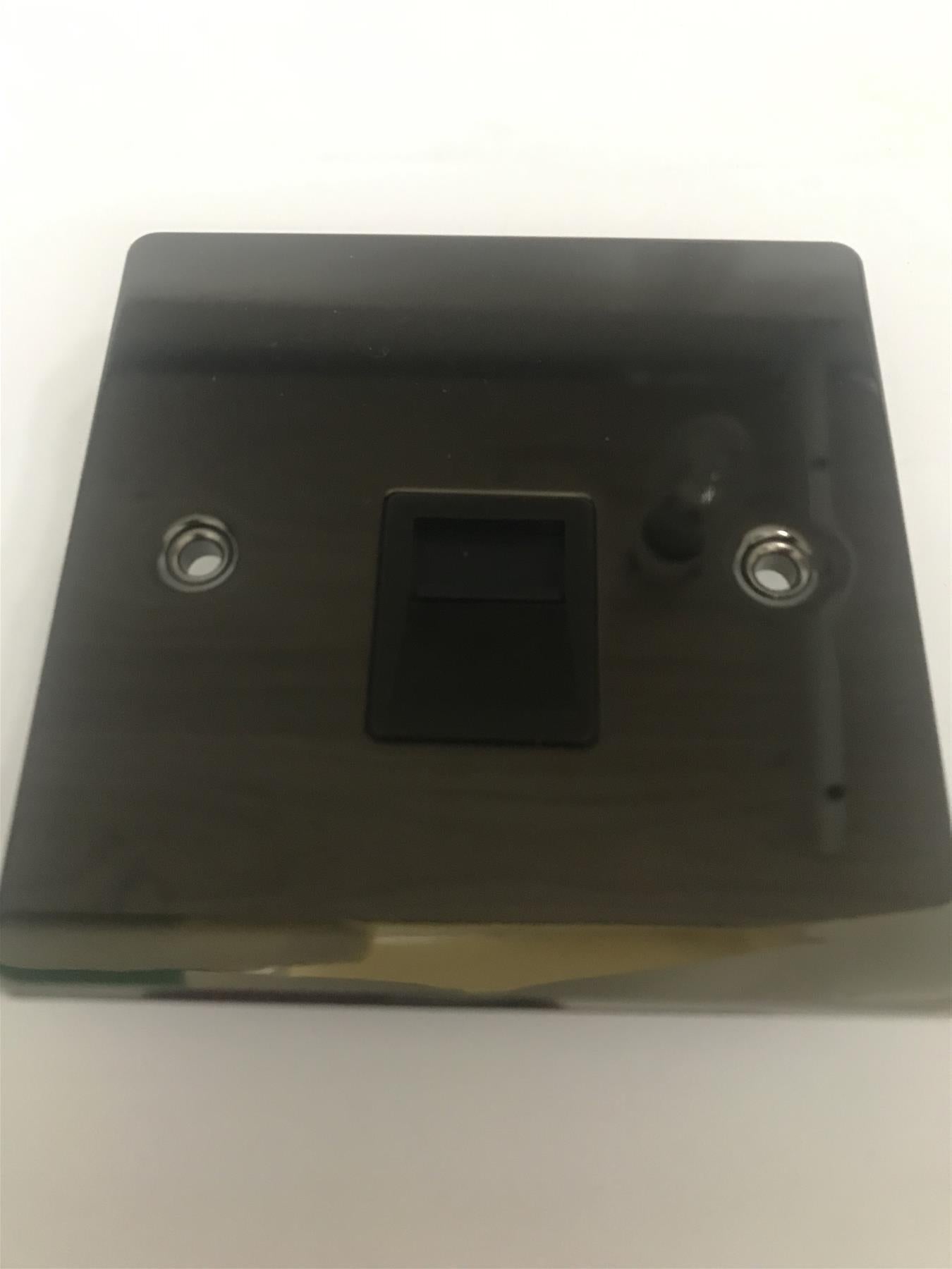 Royale Flat Plate Telephone Master Socket Black Nickel Black Insert