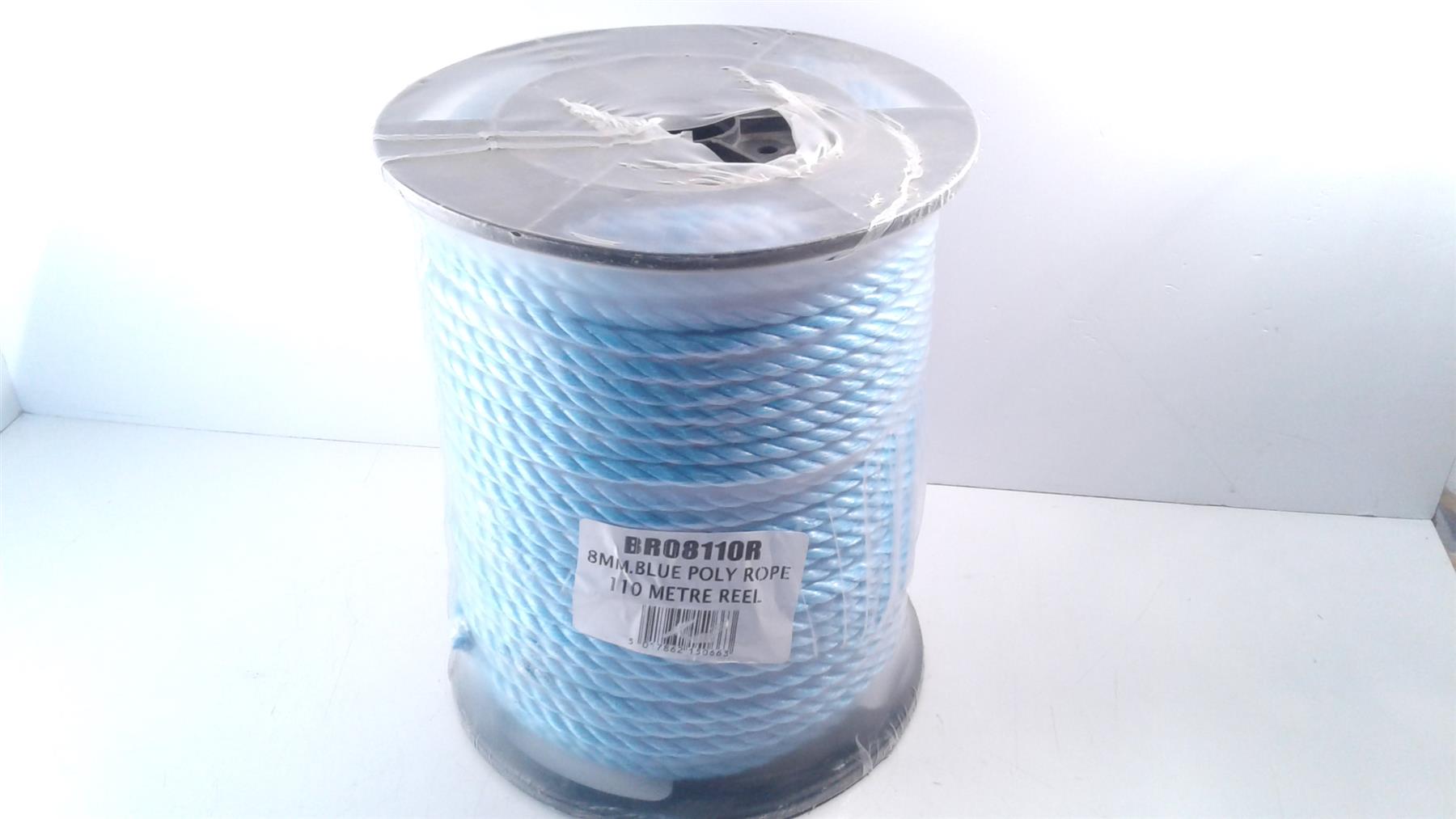 8mm BLUE POLY POLYPROPYLENE ROPE - 110m