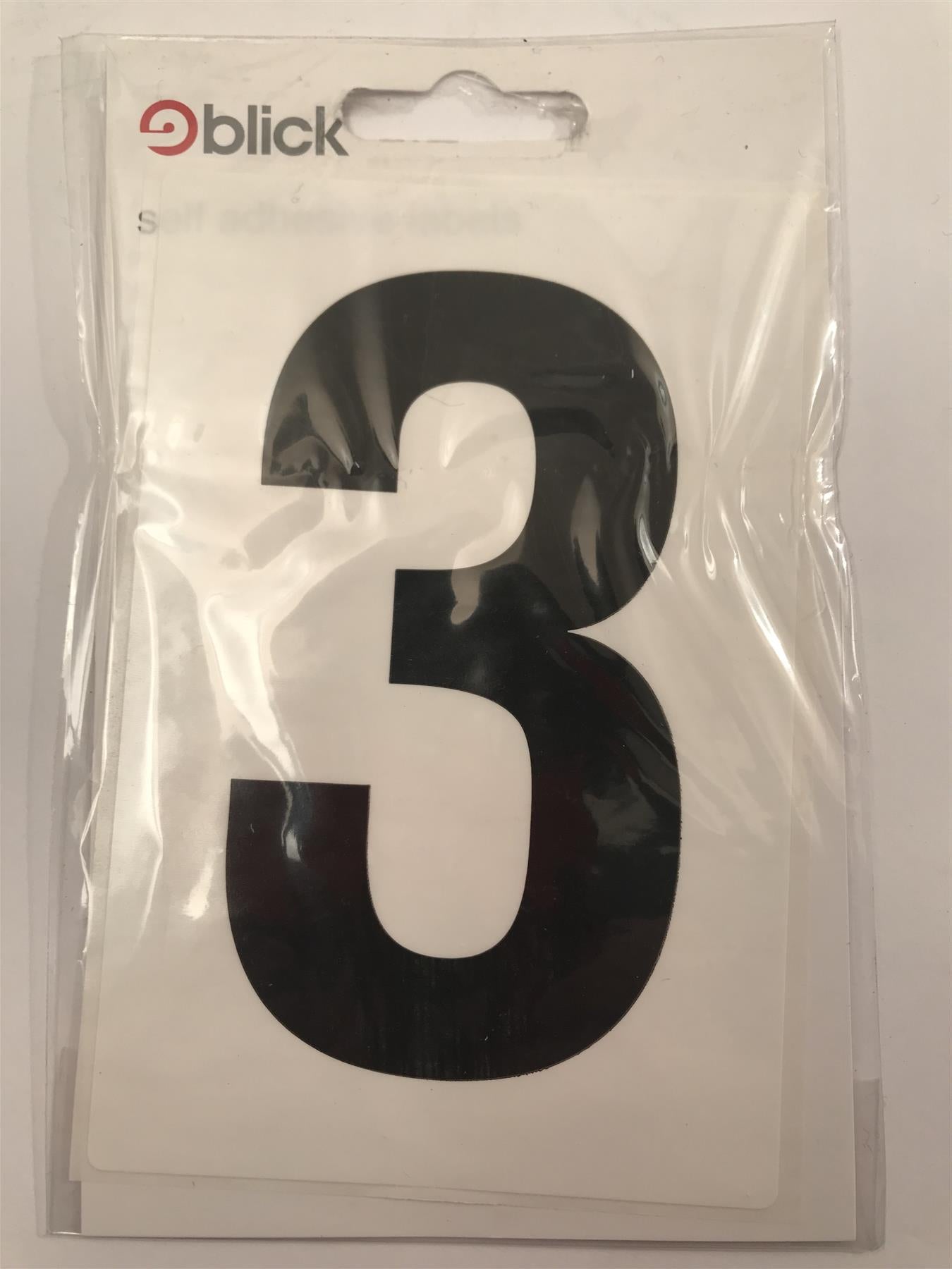 Blick Wheelie Bin Number 3 Black on White Self Adhesive Label 5" x 3 1/2"