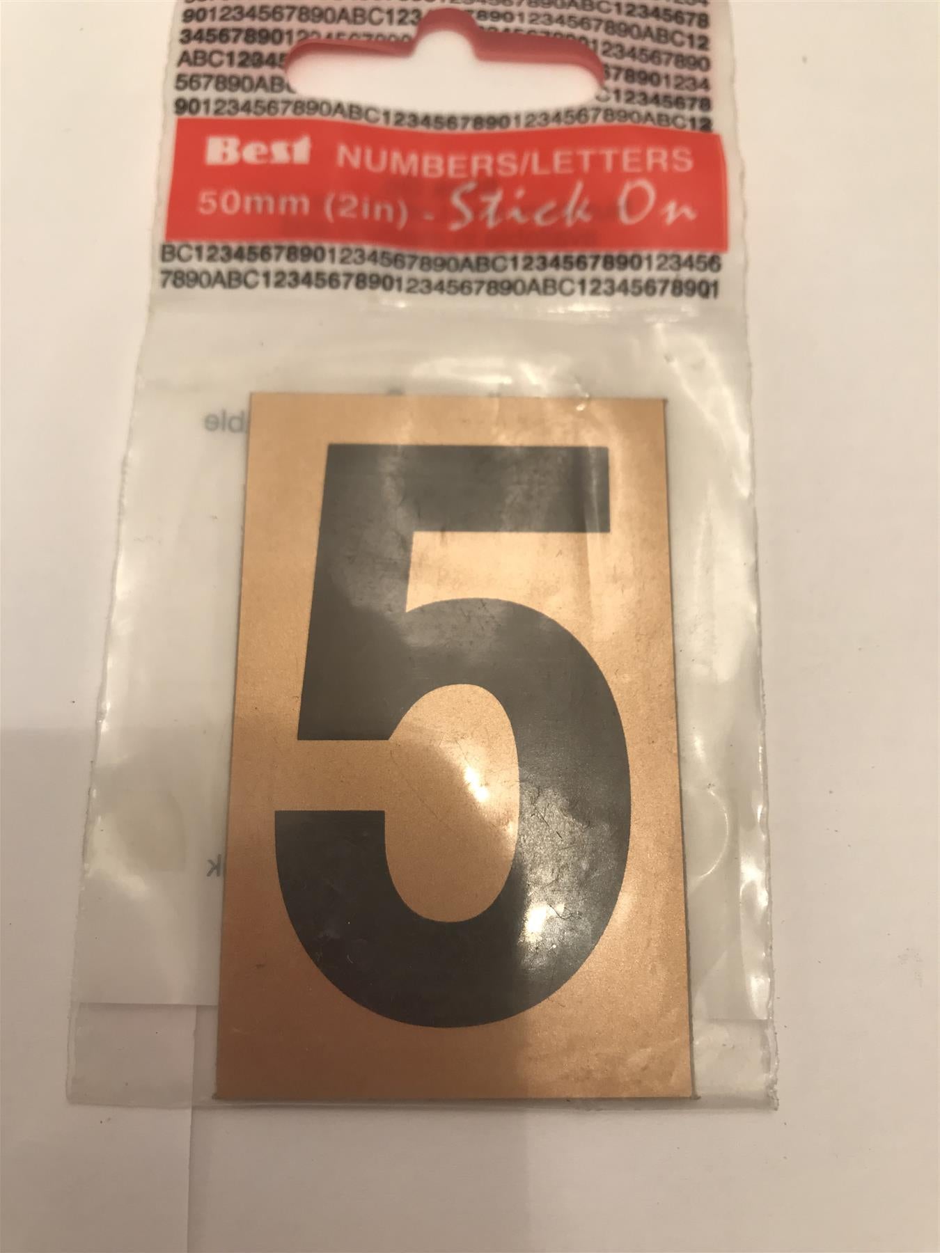 Gold/Black Number 5 Self Adhesive 1" x 2"