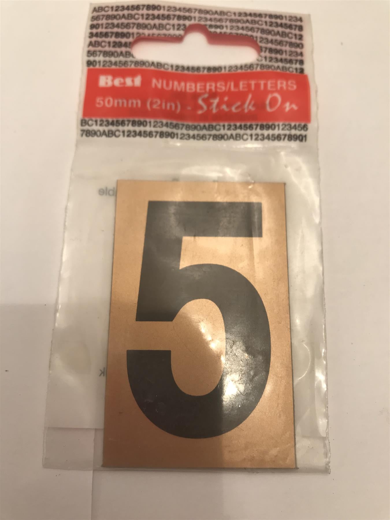 Gold/Black Number 5 Self Adhesive 1" x 2"
