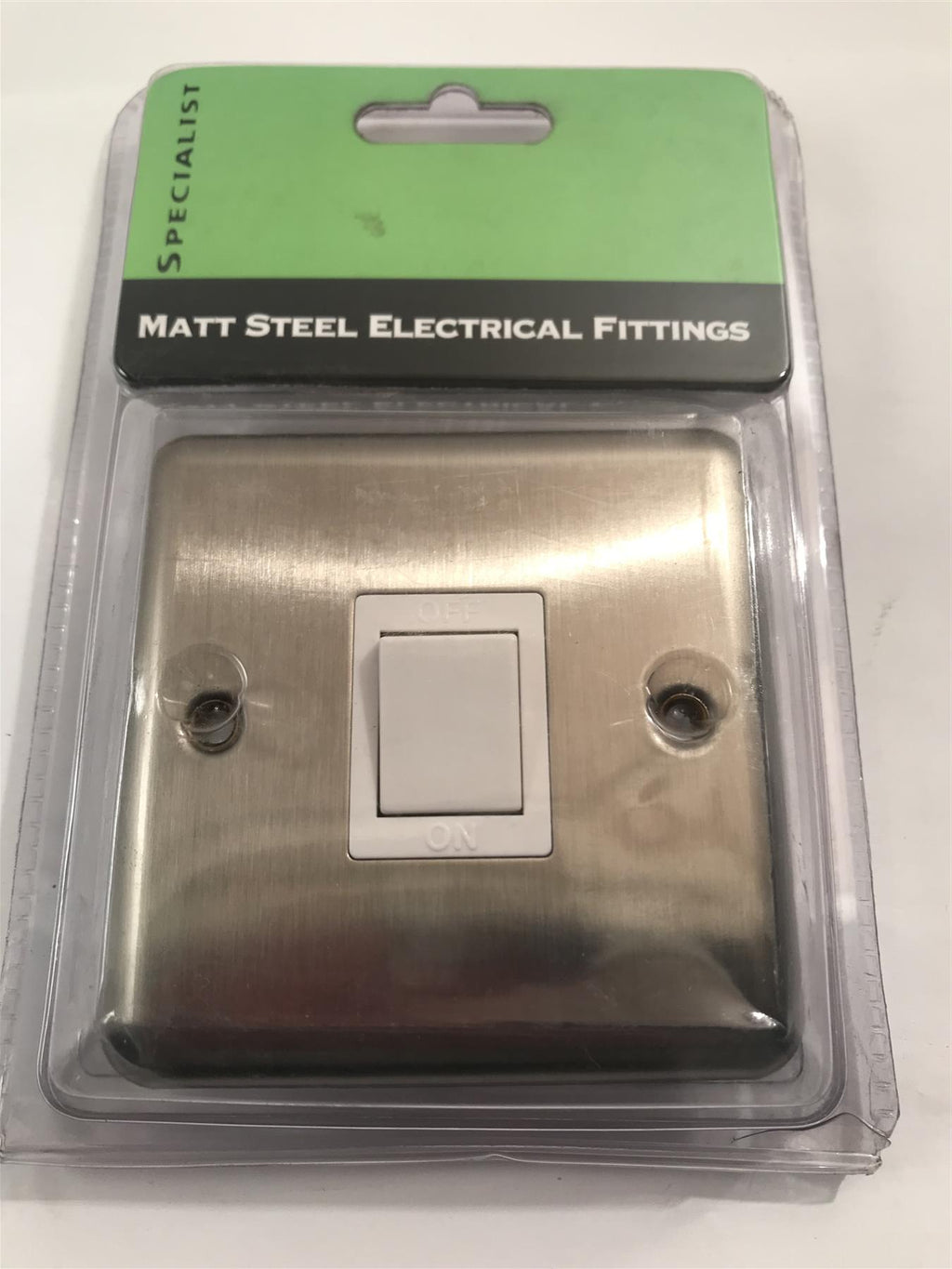 Specialist 20A DP 1 Gang Wall Switch Matt Steel White Insert SEMS13W