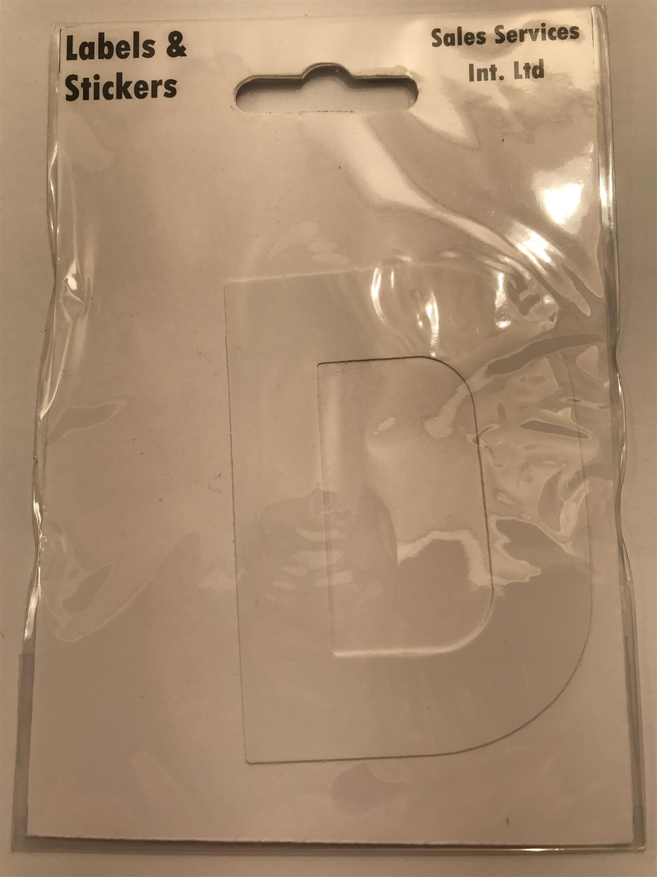 White Letter D Self  Adhesive Waterproof Sticker 8 x 6cm