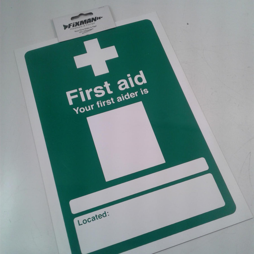 Fisman Your First Aider Sign 200 x 300mm Rigid