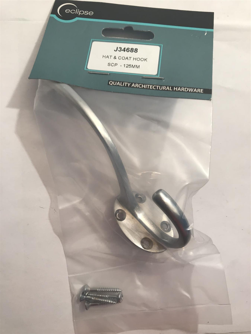 Eclipse Hat & Coat Hook Satin Chrome Plated 125mm  J34688