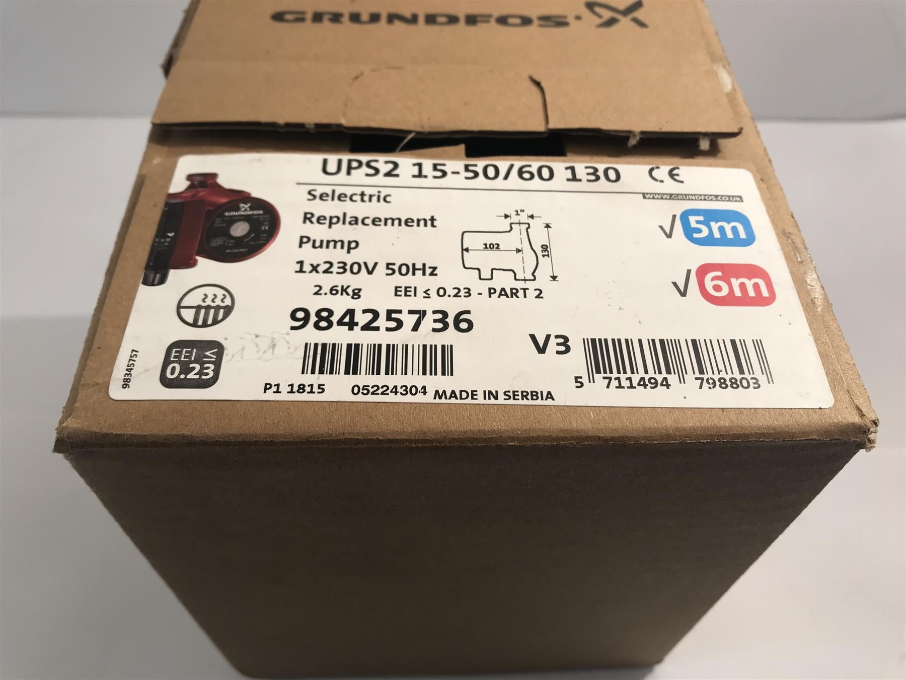 GRUNDFOS SELECTRIC UPS2 15-50/60 130 PUMP 98425736