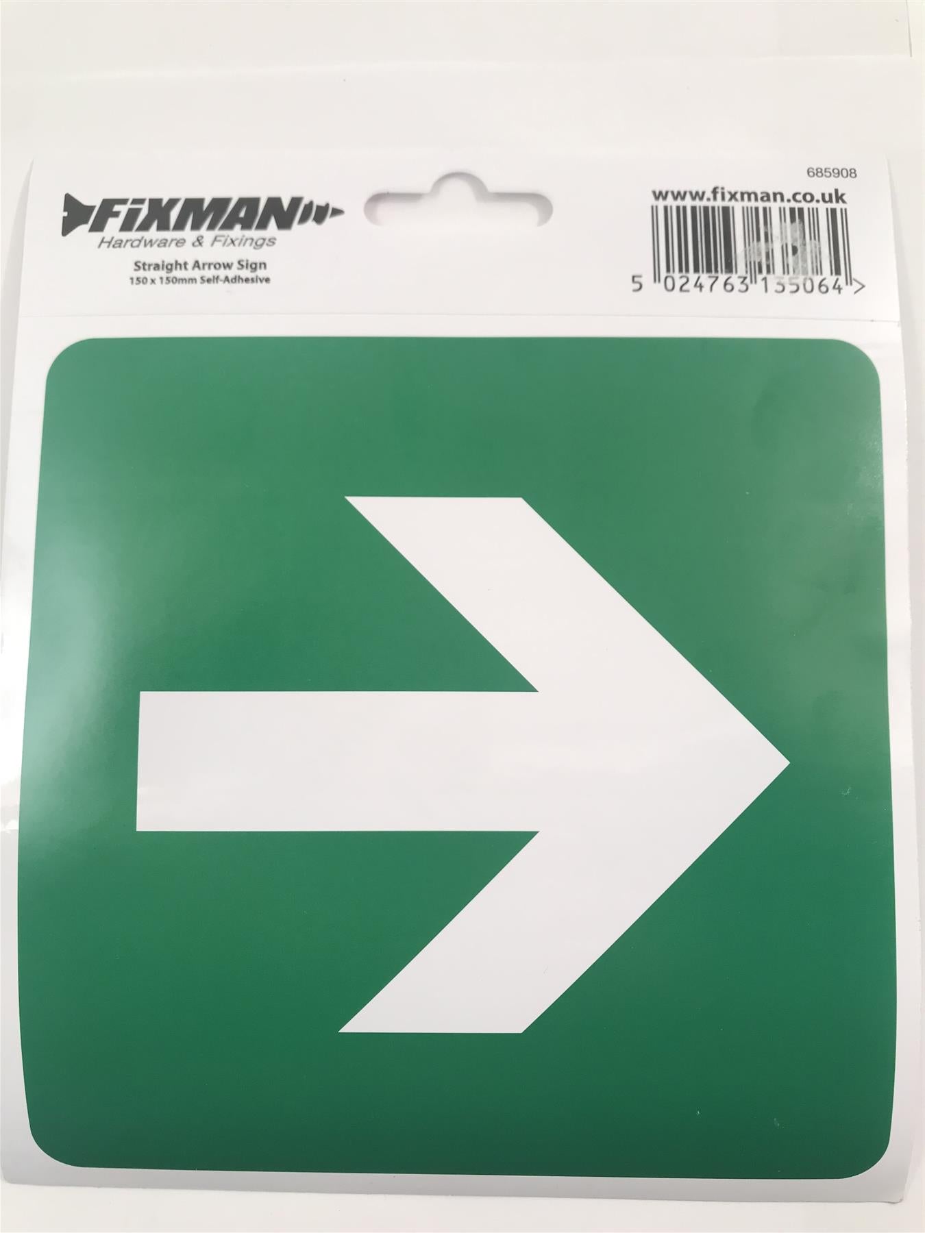 Fixman 685908 Self-Adhesive Straight Arrow Sign 150 x 150mm