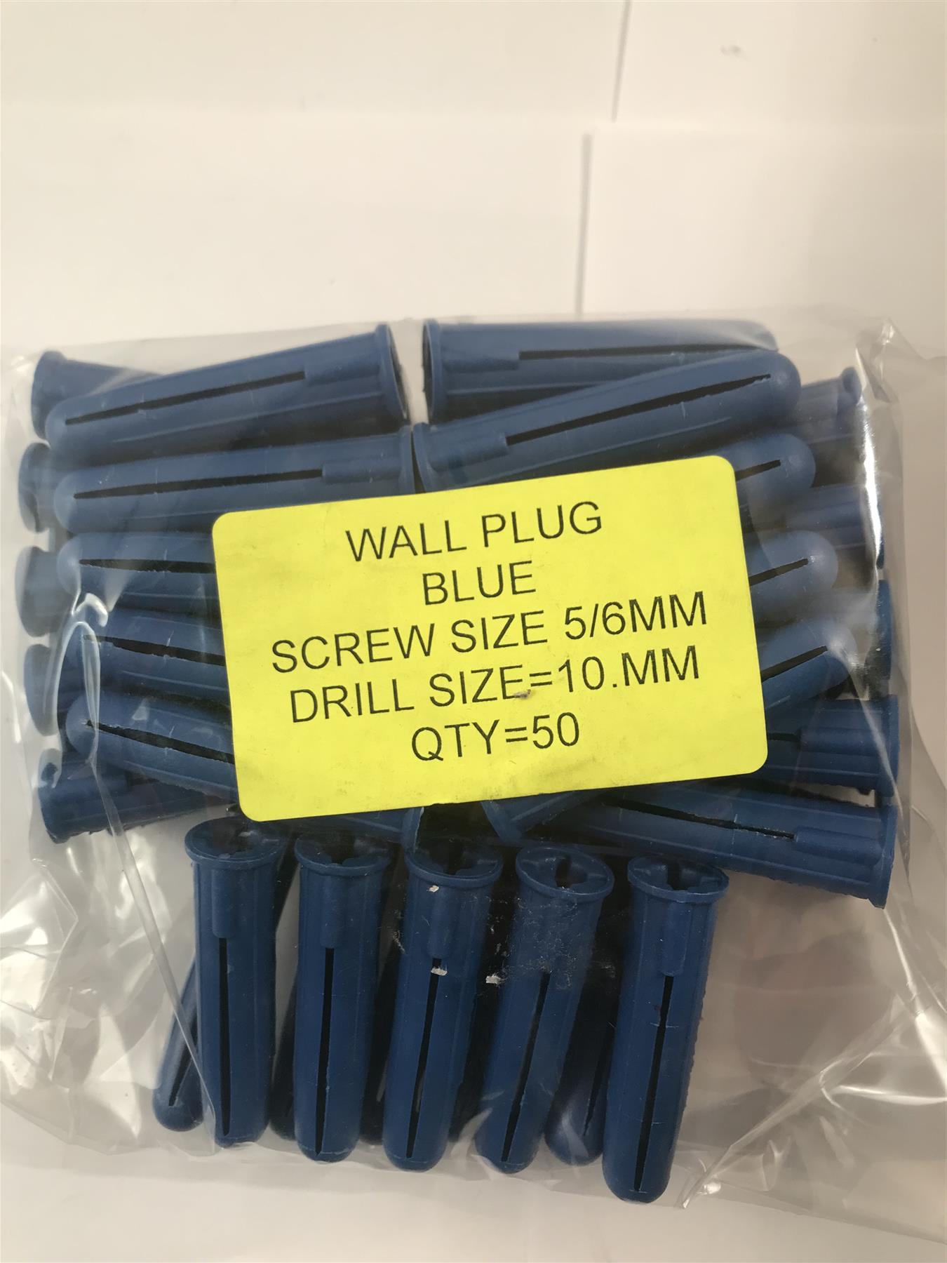 50pc Wall Plugs 10mm Blue