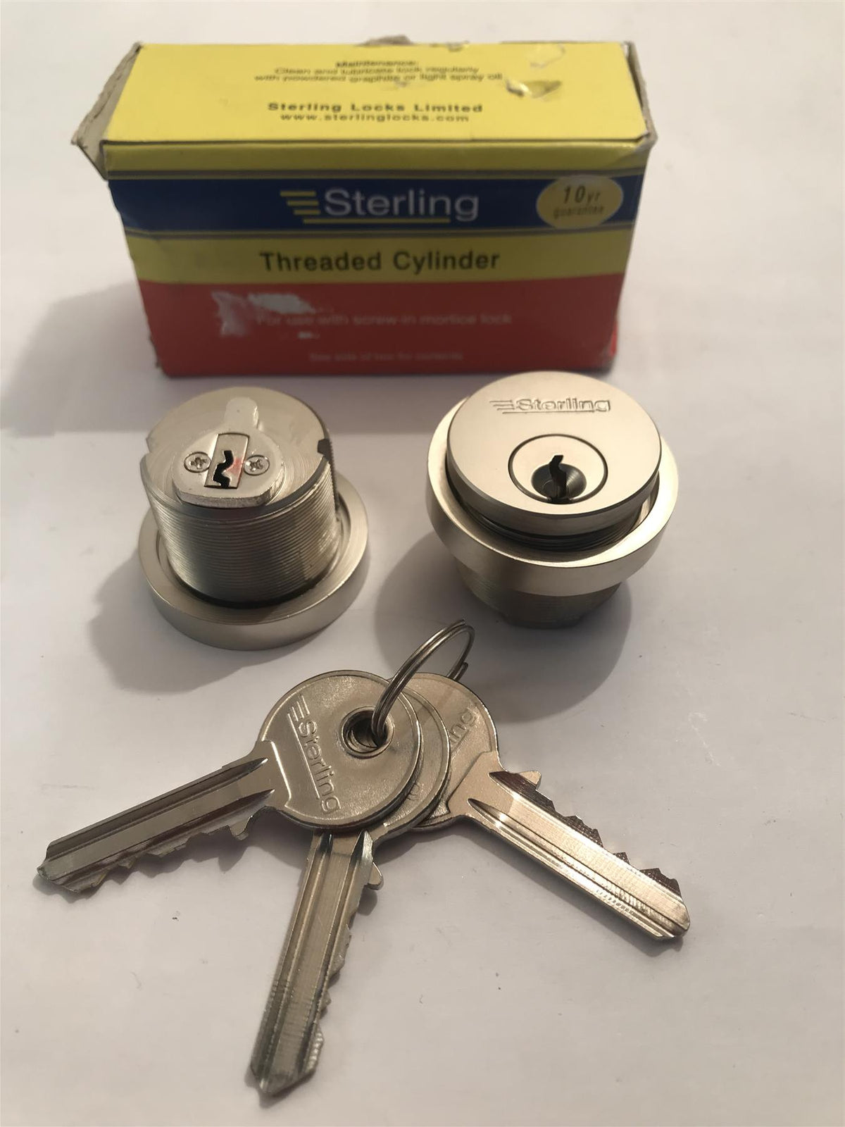 Sterling Threaded Cylinder Keyed Alike Pair 5 Pin SCN02 Satin Nickel