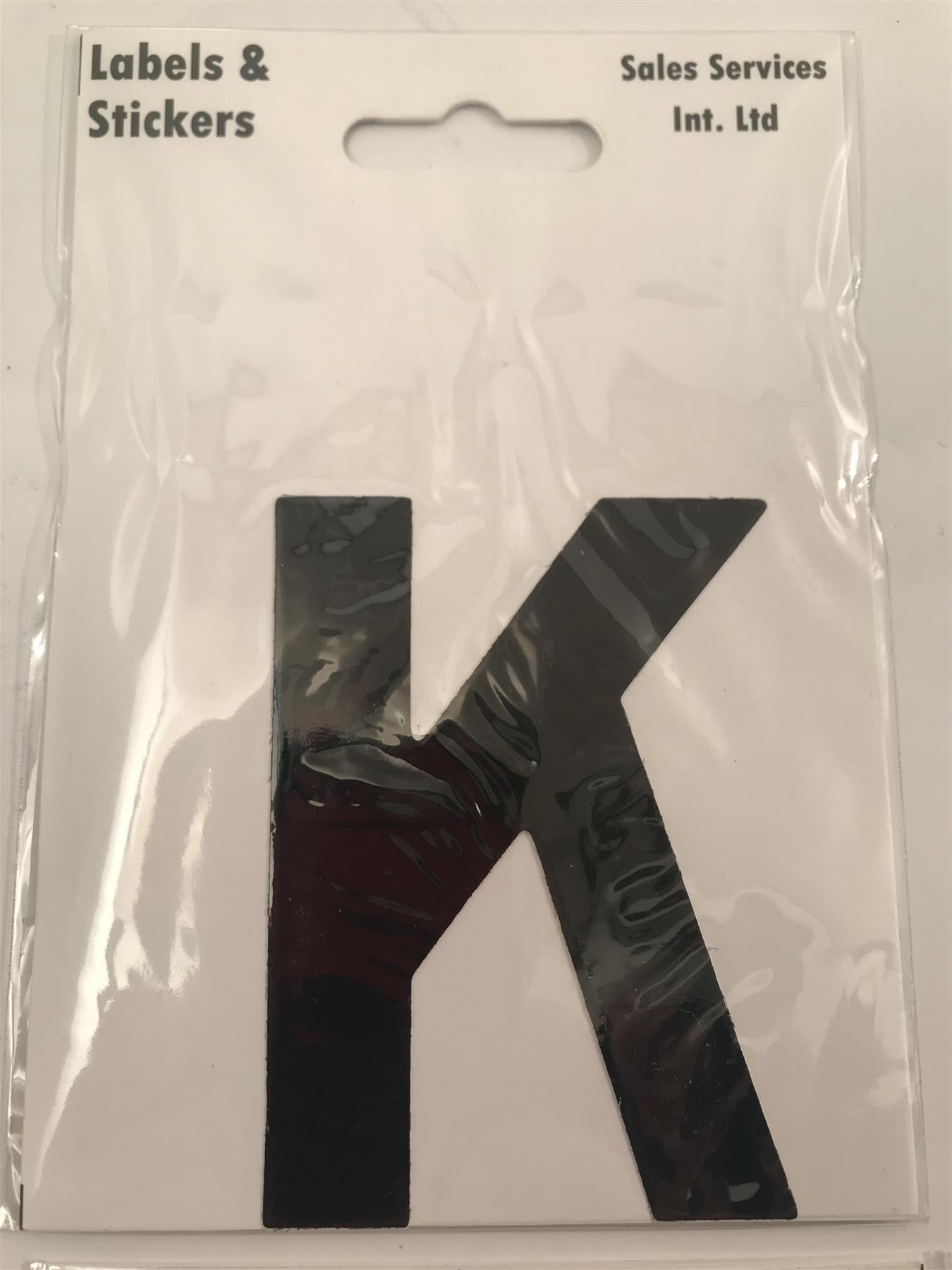 Black Letter K Self  Adhesive Waterproof Sticker 8 x 6cm
