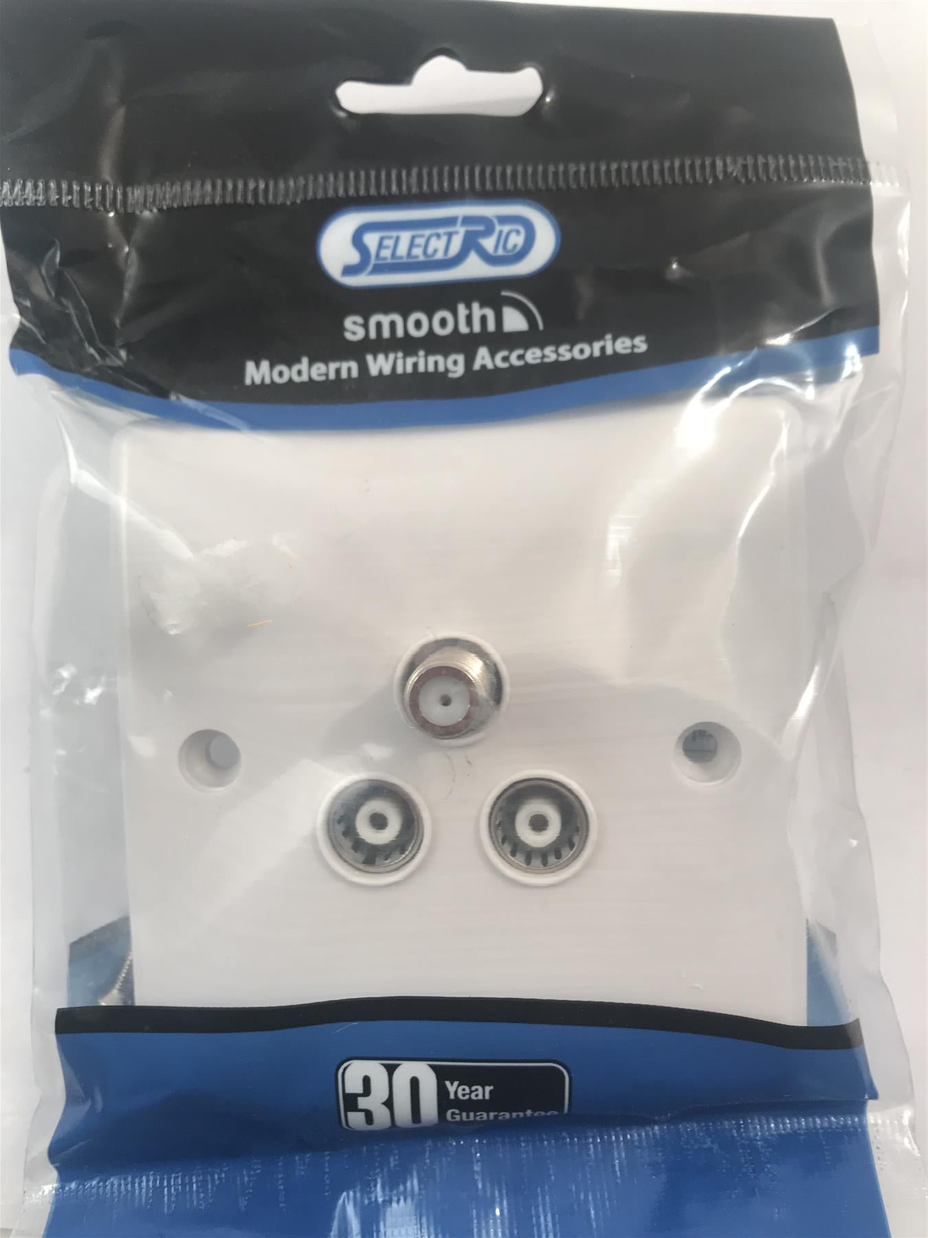 Selectric Smooth - 1Gang Satellie and 2 TV/FM ﻿Sockets  SSL539