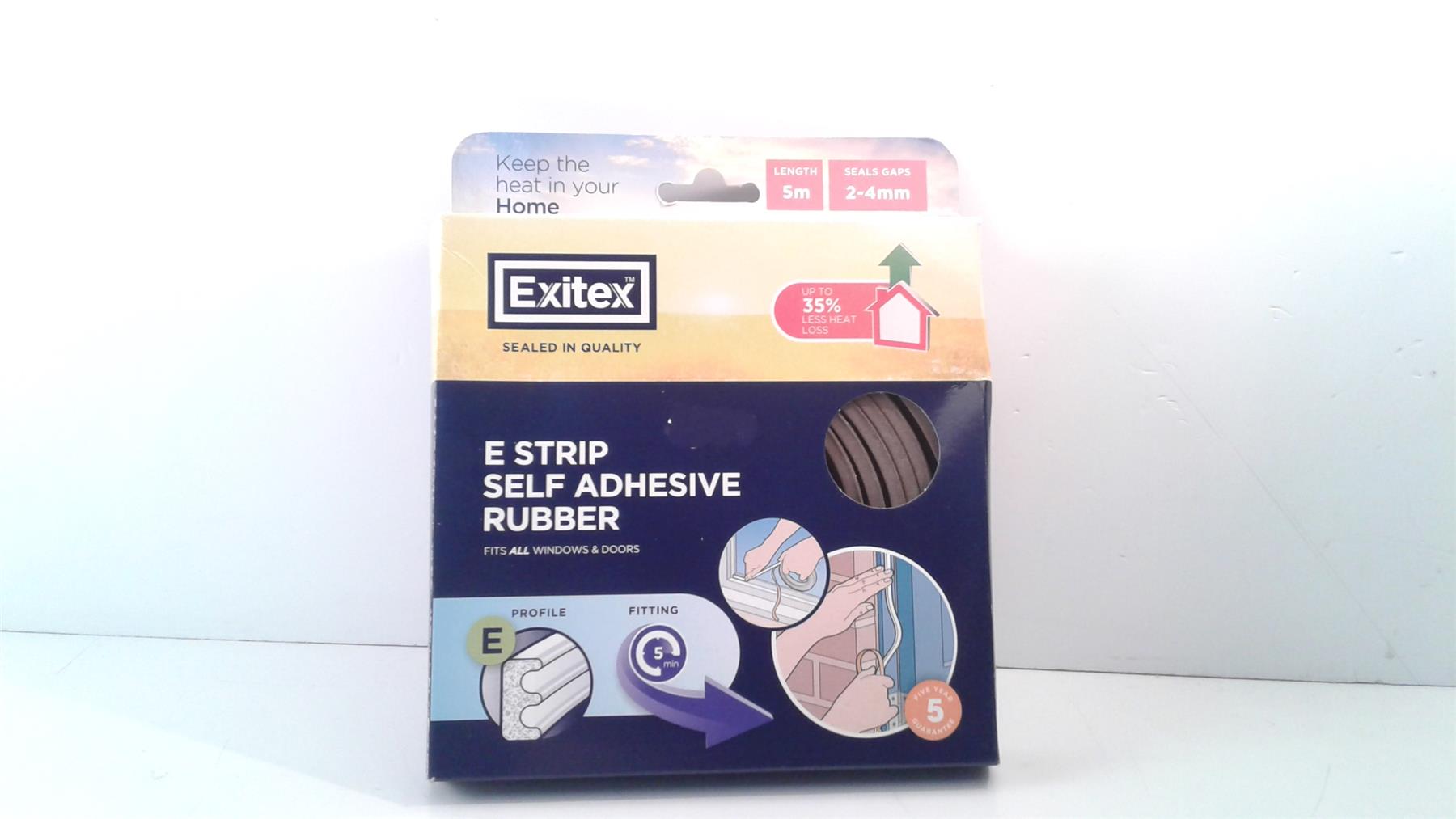 Exitex E-Strip Self Adhesive Rubber Brown - Fits All Windows & Doors