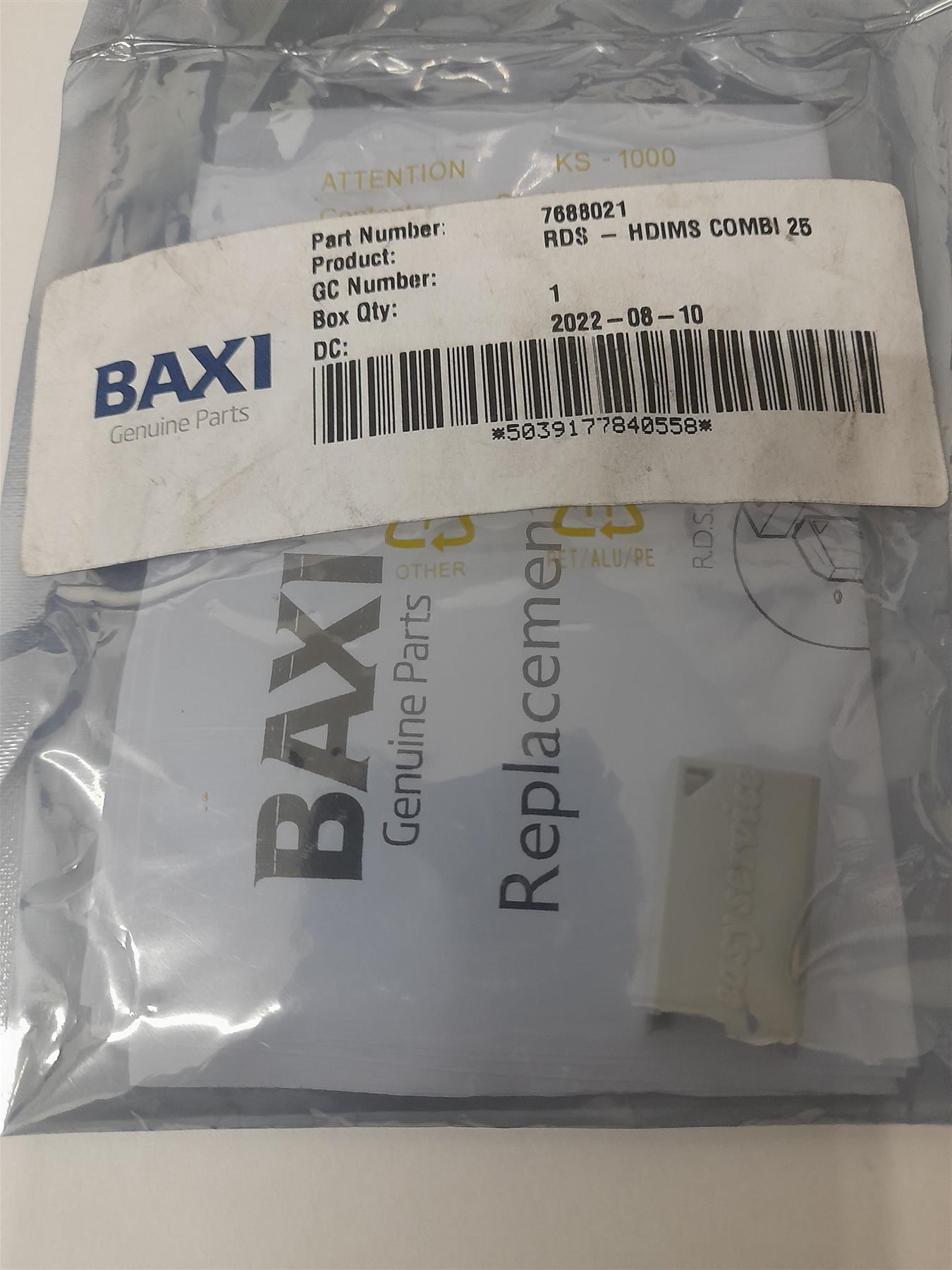 BAXI MAIN ECO COMPACT 25 RDS KEY COMBI 7688021