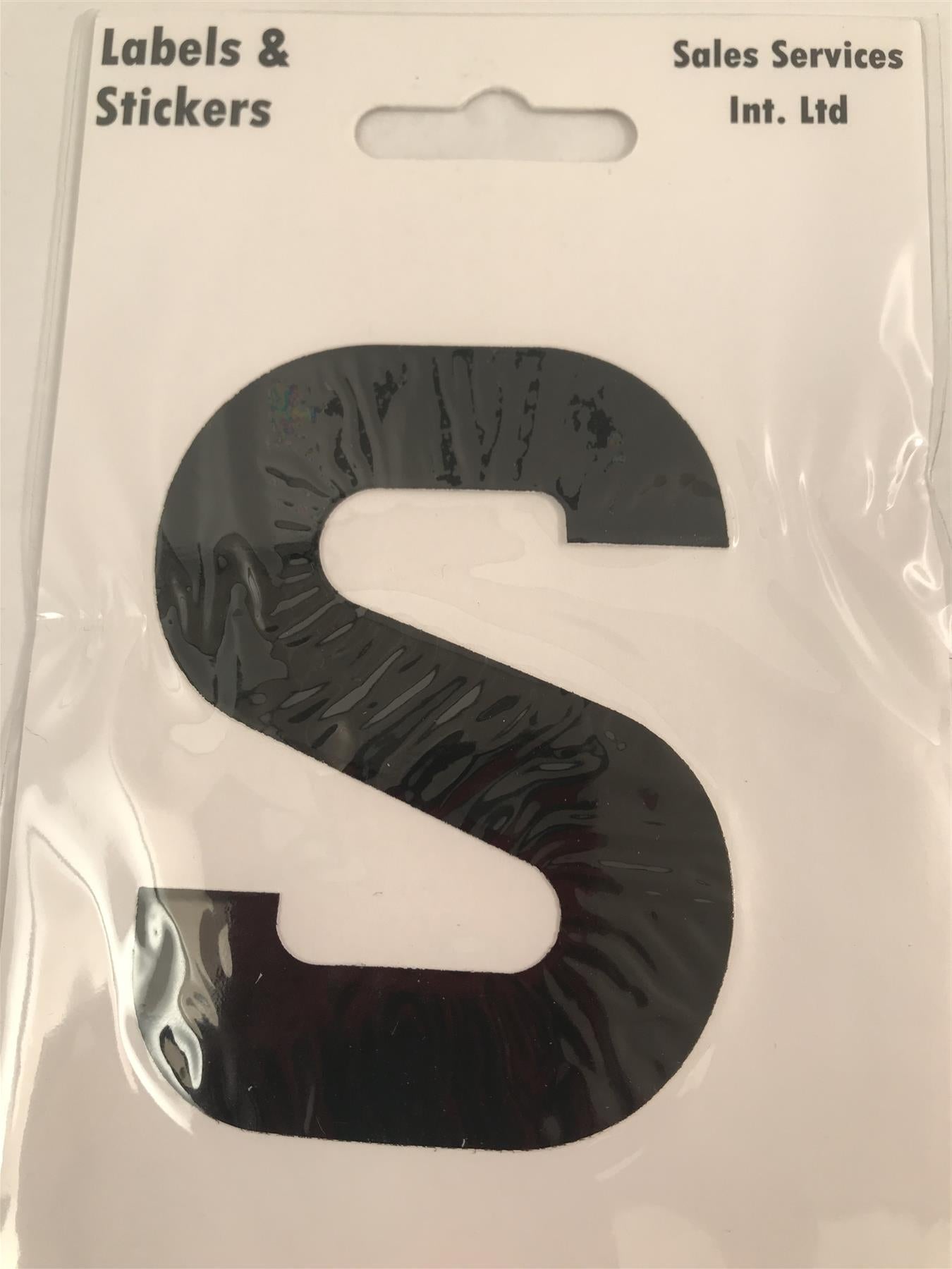 Black Letter S Self Adhesive Waterproof Sticker 8 x 6cm