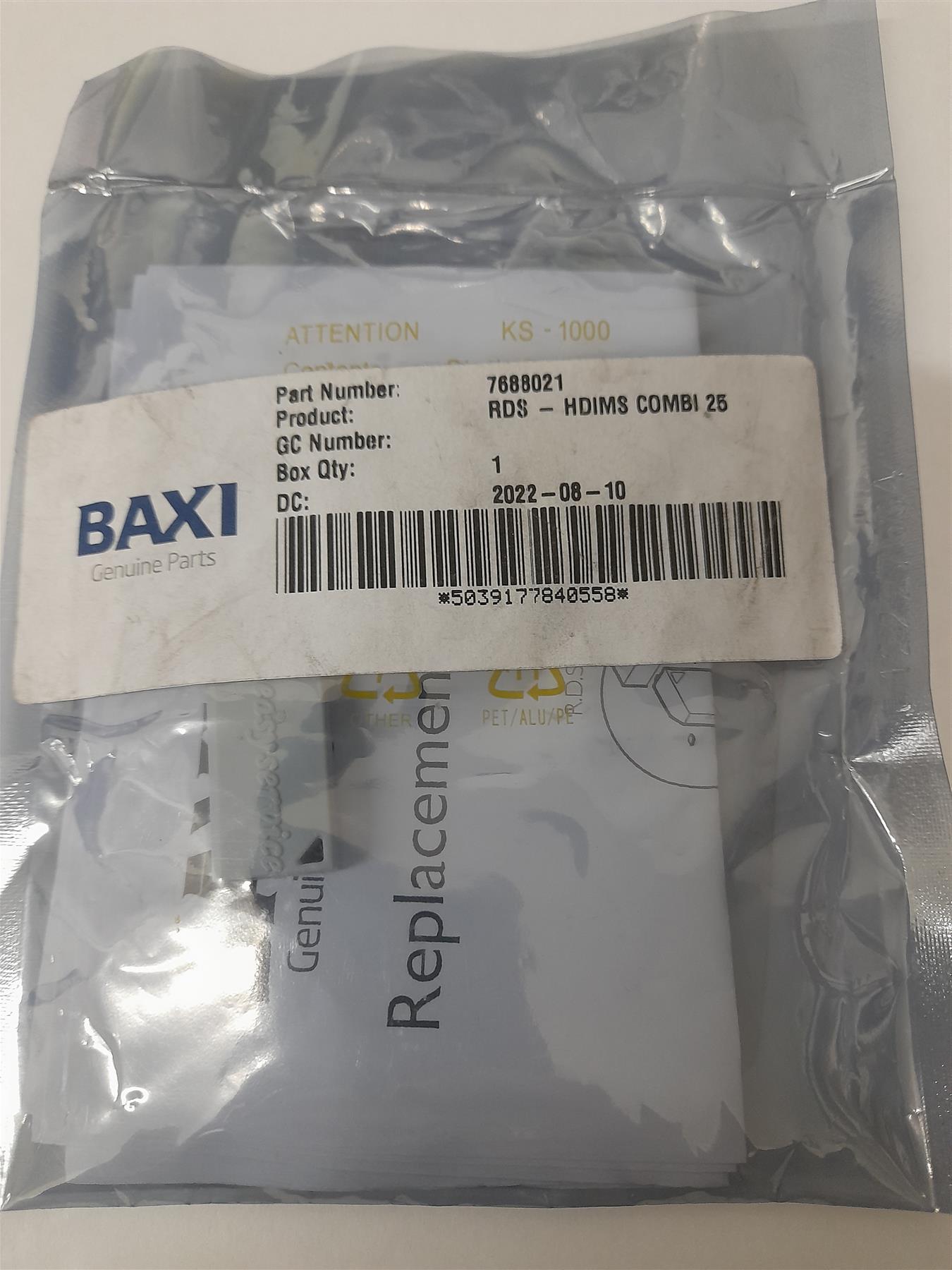 BAXI MAIN ECO COMPACT 25 RDS KEY COMBI 7688021