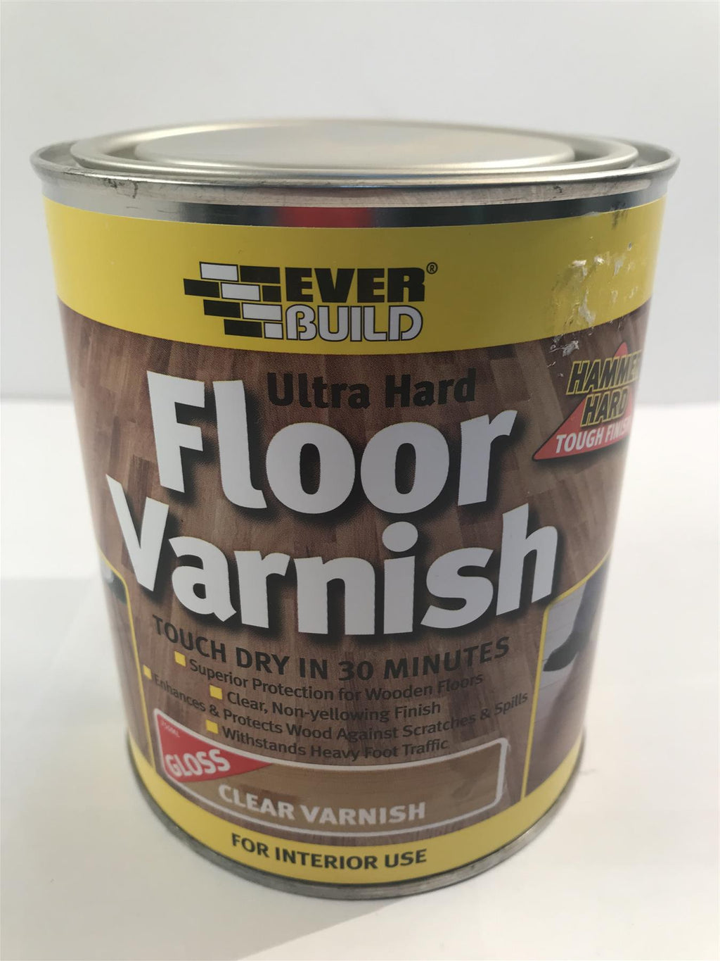 EVERBUILD ULTRA HARD FLOOR VARNISH CLEAR GLOSS 750ML QUICK DRYING