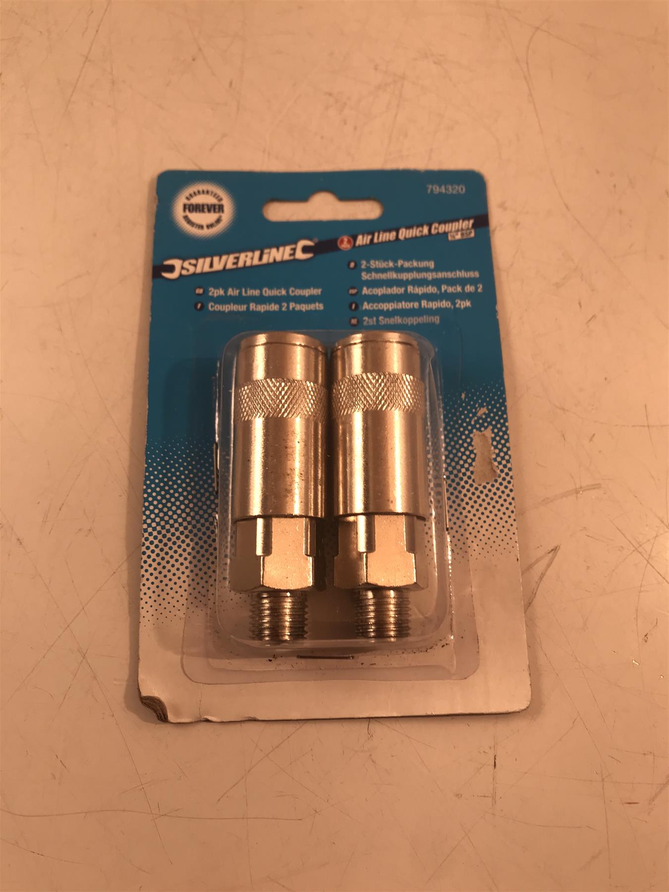 Silverline 794320 Air Line Quick Coupler Male Socket 2pk 1/4" BSP