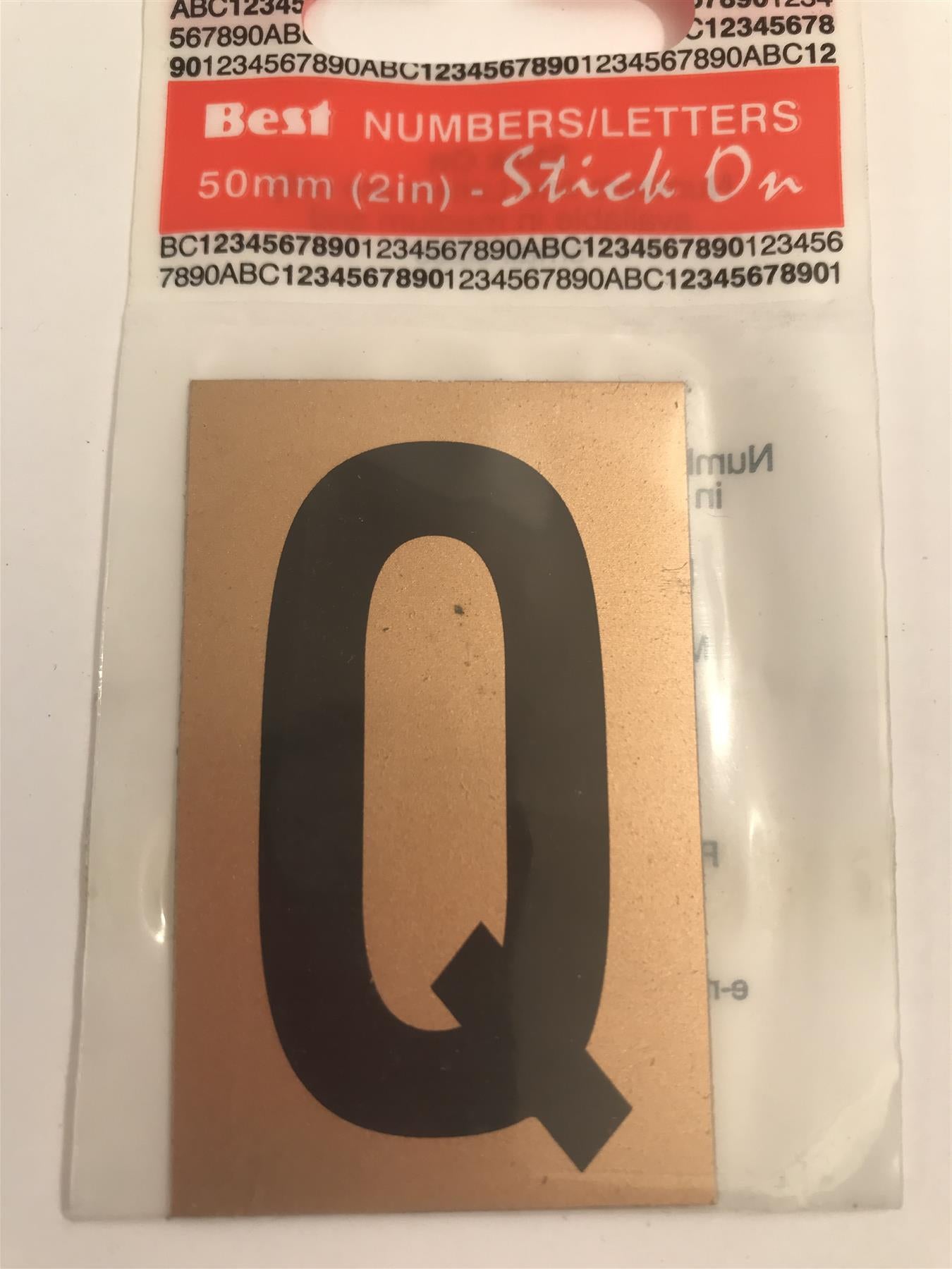 Best Gold/Black Letter Q Self Adhesive 1" x 2"