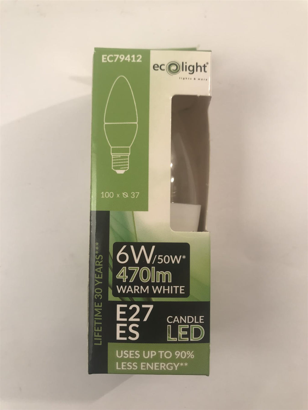 Ecolight 6W E27 ES 3000K 470lm LED Candle Light Bulb EC79412 Warm White