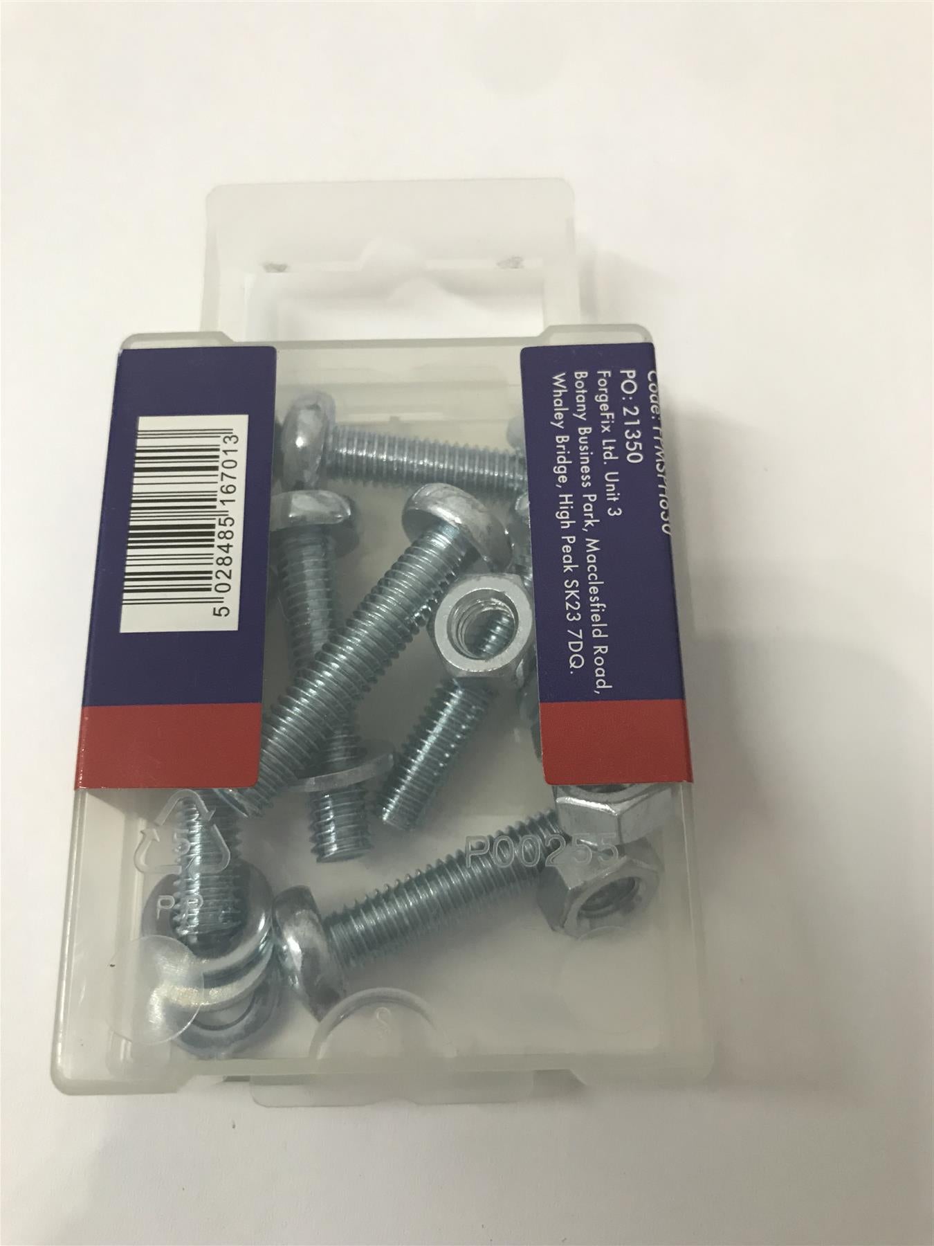 Forgefix FPMSPH630 Machine Screw Pozi Pan Head ZP M6 x 30mm Forge Pack 6